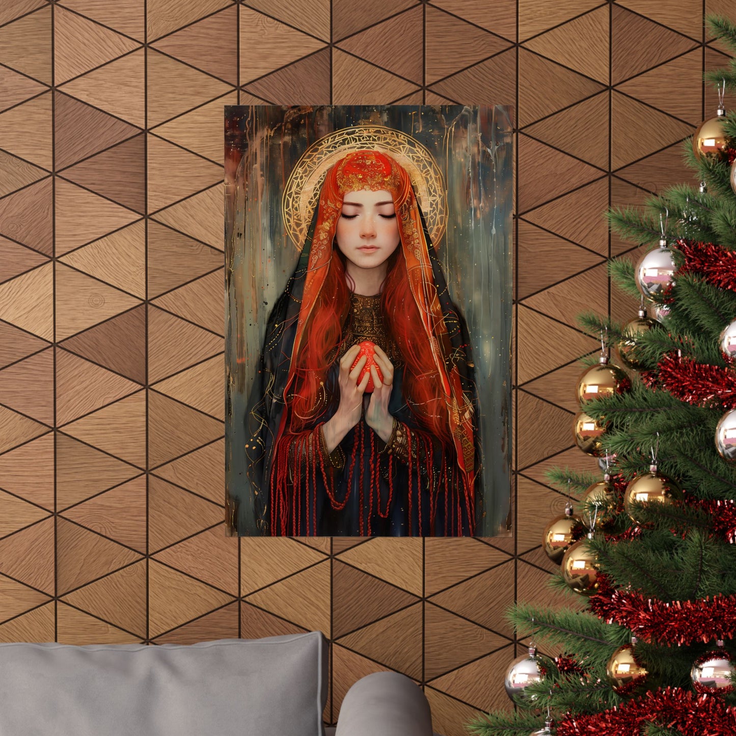 Devotion of Mary Magdalene - Saint Mary Magdalene and the Red Easter Egg - Sanctified Souls Print - Multiple Sizes - Premium Posters
