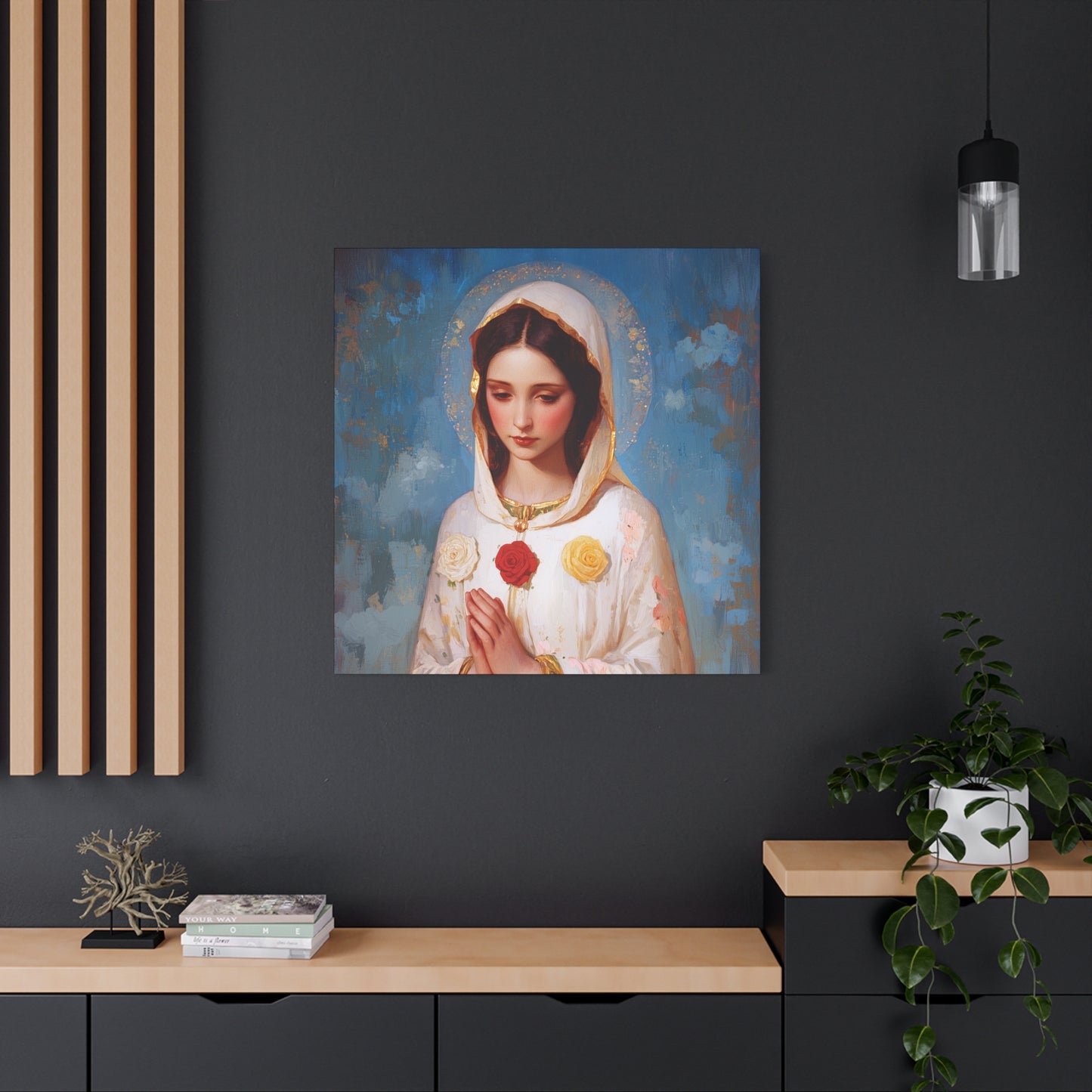 Rosa Mystica - Mystical Rose - Mother Mary - Marian Art - Gallery Wrapped Canvas - Print - Catholic Art Print