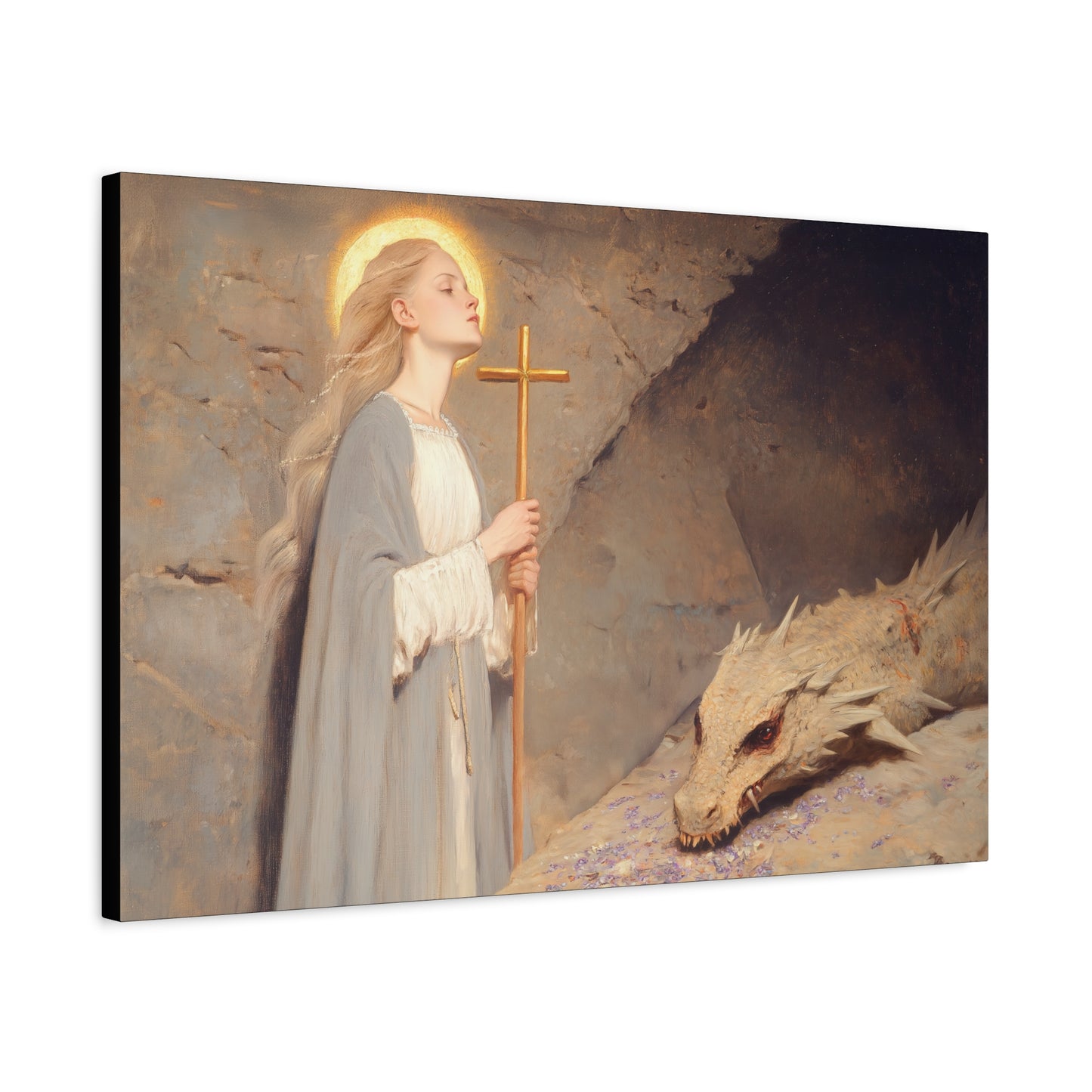 Saint Margaret of Antioch - Museum Wrapped Canvas - Sanctified Souls Print - Religious Art for your Home - Catholic Patron Saint Art