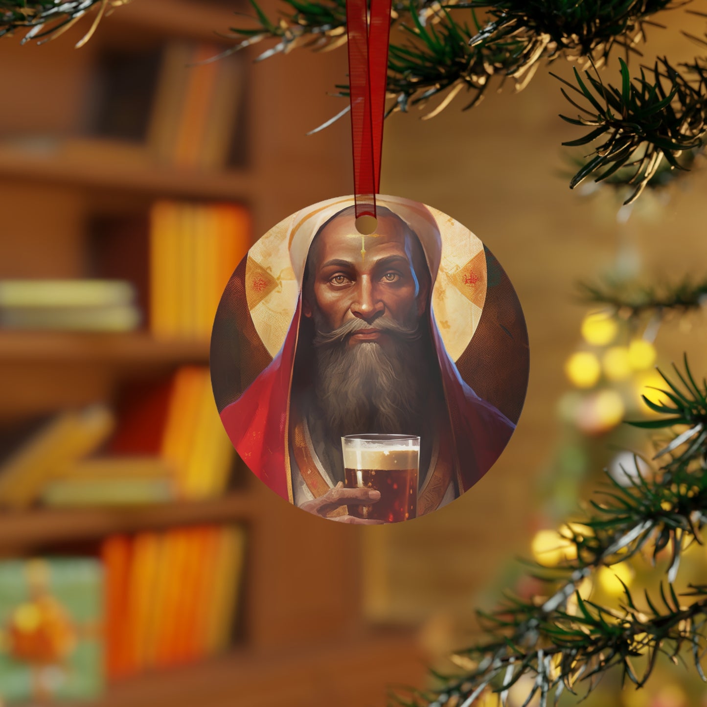 Saint Augustine of Hippo Metal Ornament - Religious Holiday Christmas Ornament and Keepsake - Double sided