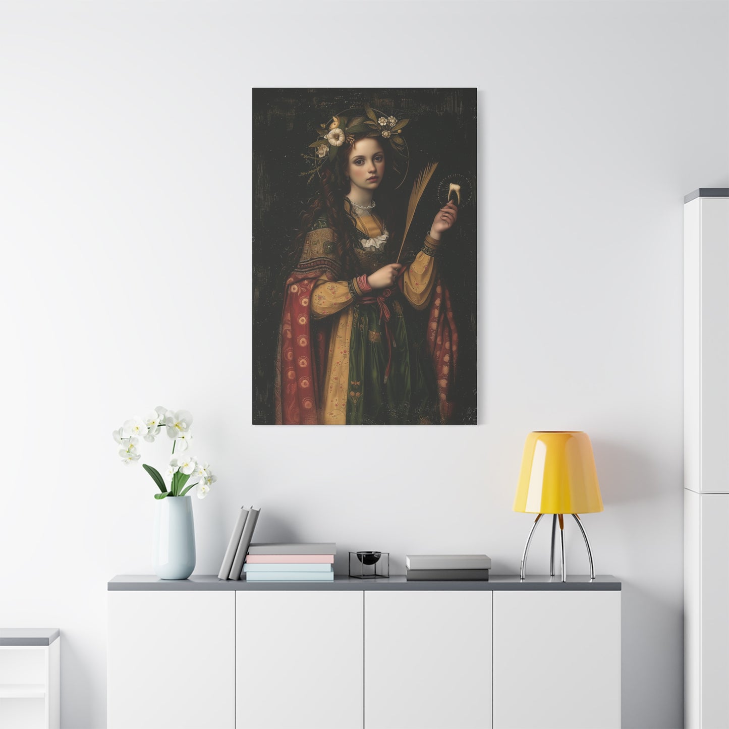 Saint Apollonia - Museum Wrapped Canvas - Print - Religious Art for your Home - Catholic art print - prayer room art