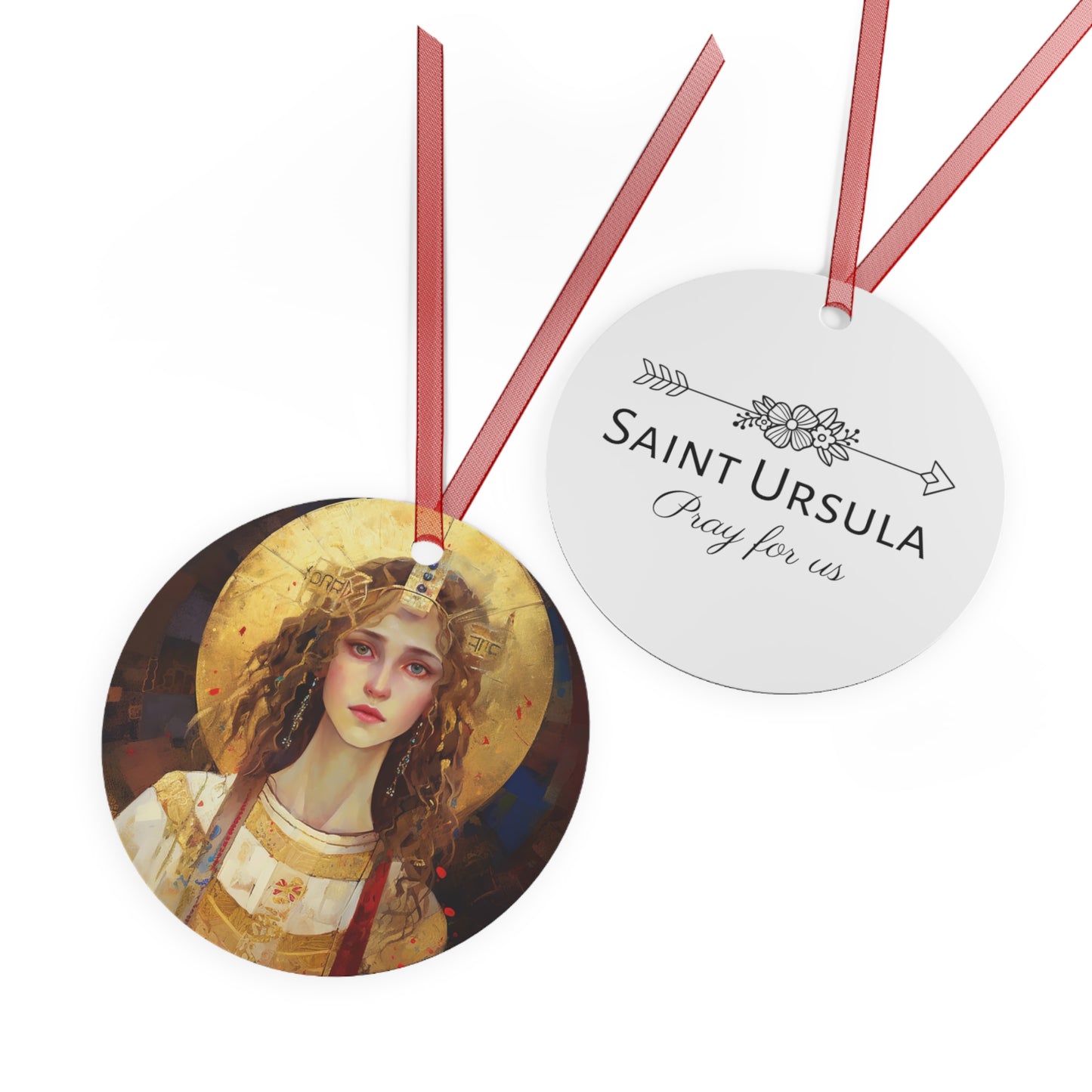 Saint Ursula - Religious Holiday Christmas Ornament and Keepsake - Double sided Keepsake Religious Ornament