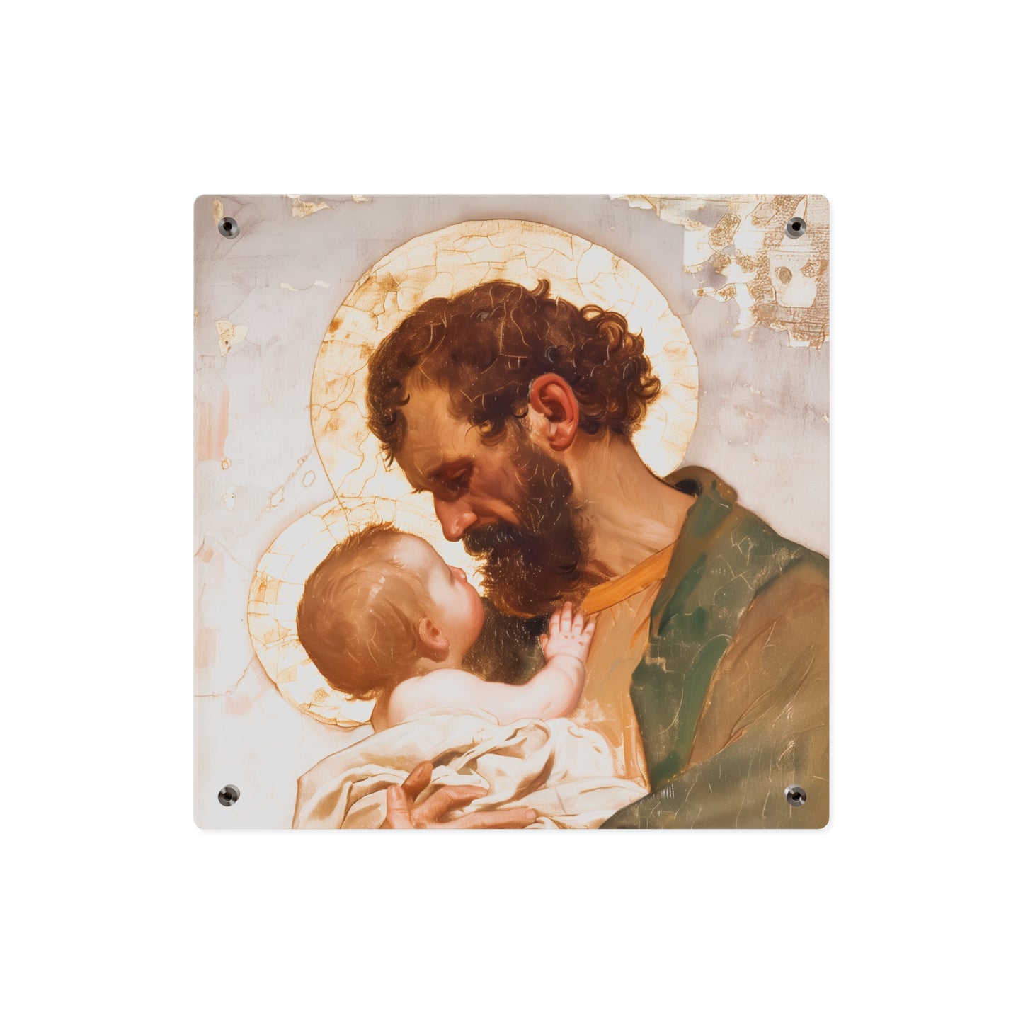 Saint Joseph, Pillar of the Holy Family Acrylic Wall Art Panel - Ready to Hang Acrylic Print - Catholic Saint - The Christ Child and Joseph