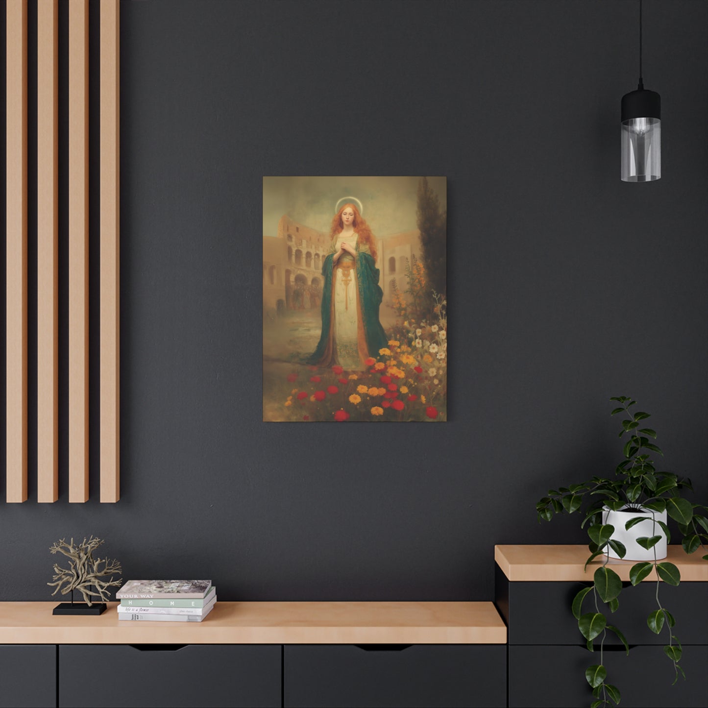 Saint Justina - Multiple Sizes - Catholic Home art - Museum Wrapped Canvas - Sanctified Souls Print - Catholic Martyr Art
