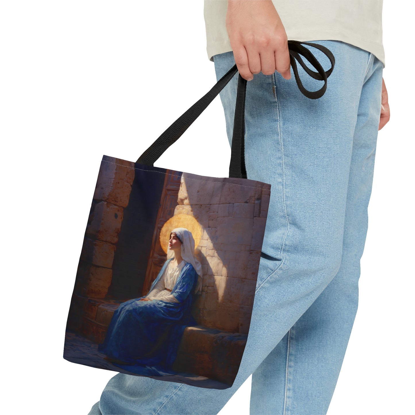 The Quiet Fiat That Split the Darkness, Mary's Yes - Tote Bag - Large Medium Small Faith Art Bag - Catholic Faith Purse