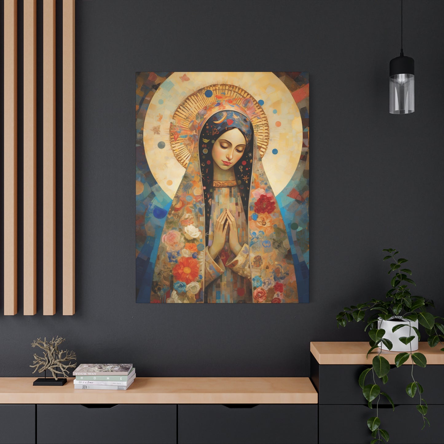 Lady of Guadalupe Icon of Love Museum Wrapped Canvas Print - Multiple Sizes - Catholic Home art