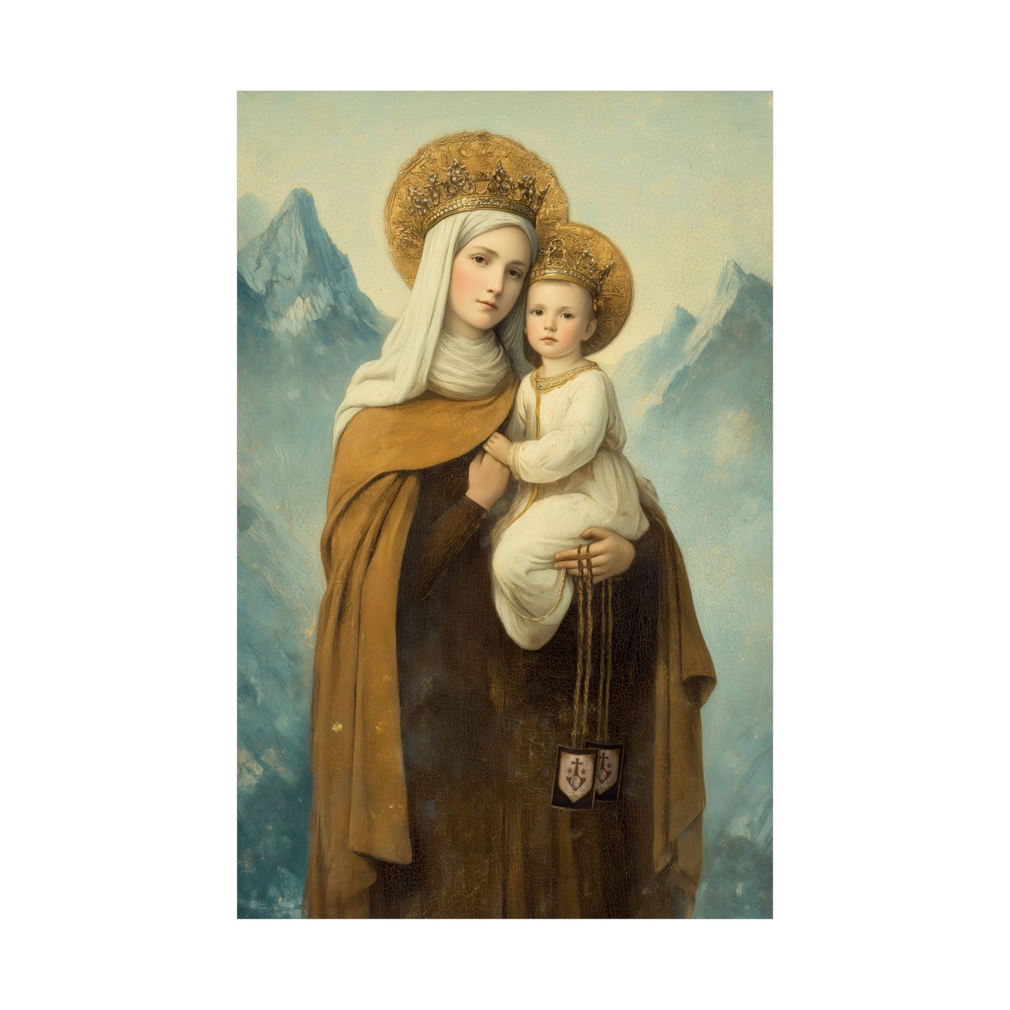 The Gift of the Scapular - Our Lady of Mount Carmel - Sanctified Souls Print - Multiple Sizes - Premium Matte Vertical Posters - Catholic