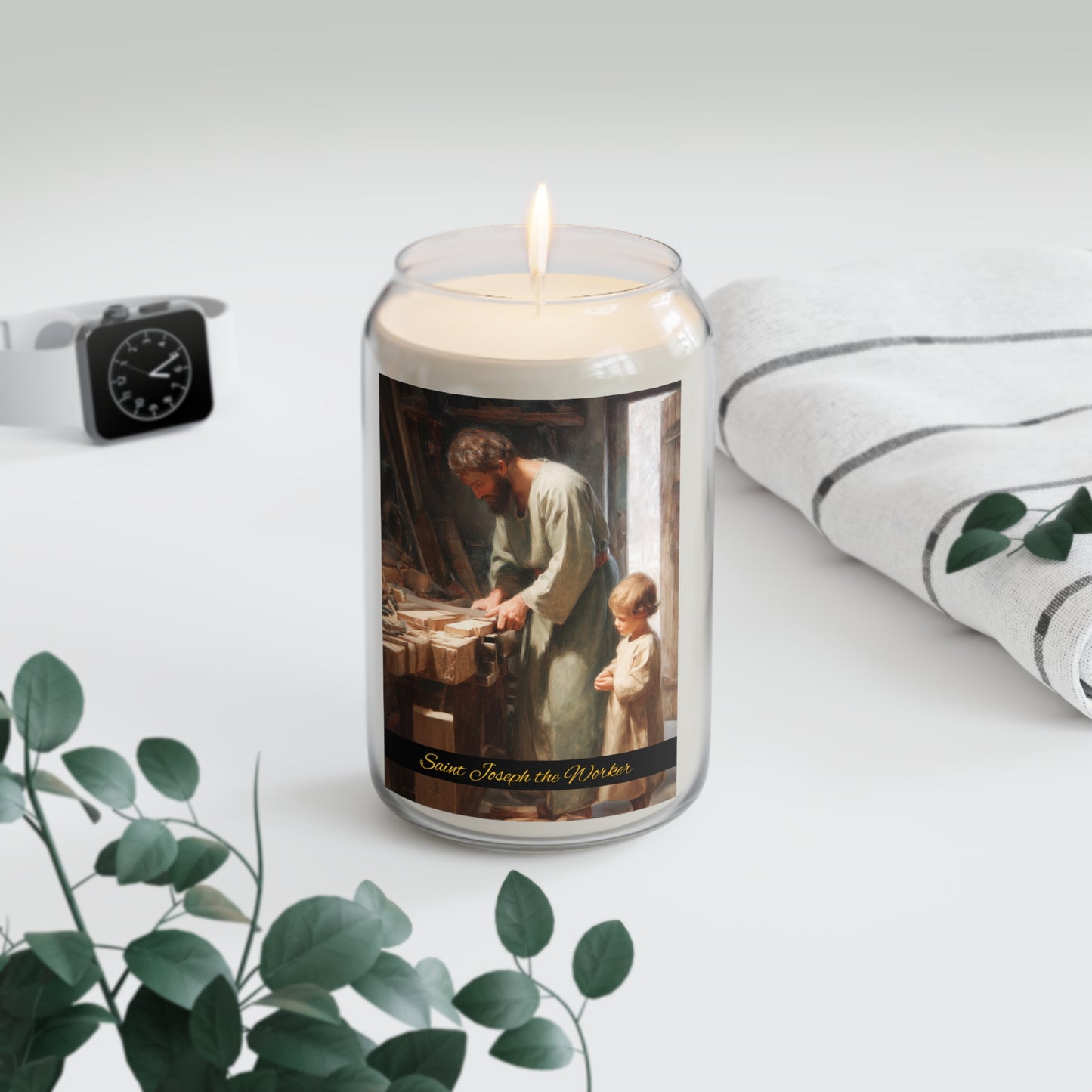 Saint Joseph the Worker - Scented Prayer Candle, 13.75oz - Tall Size - Religious Prayer Candle - Catholic Art