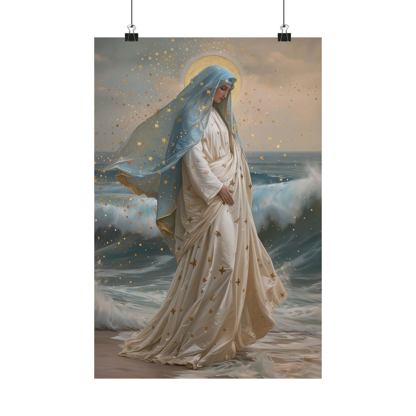 Ocean's Embrace - Devotion to Our Lady Oval Necklace - Sanctified Souls - Multiple Sizes - Premium Matte Posters - Our Lady Star of the Sea