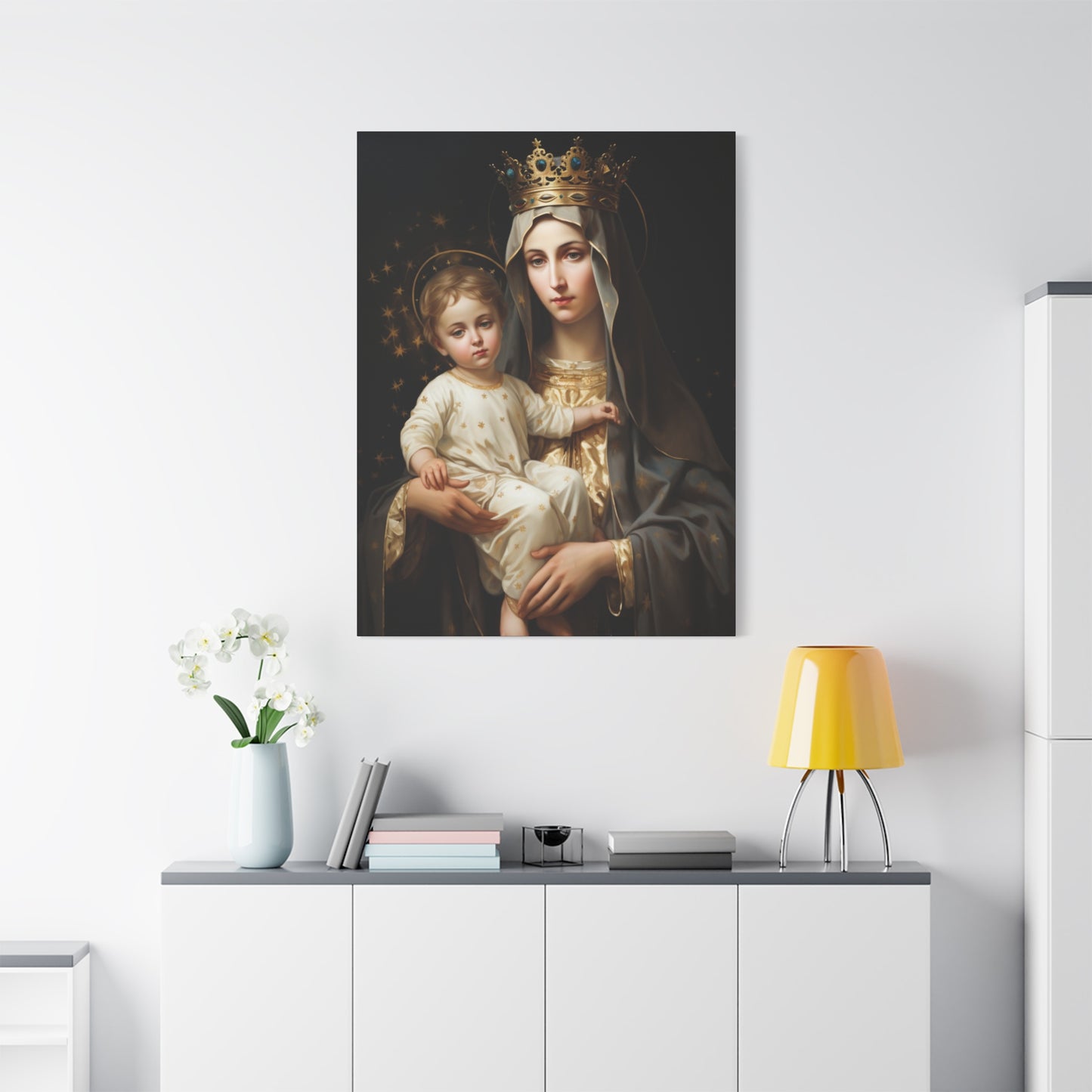 Our Lady of Mount Carmel - Museum Wrapped Canvas - Sanctified Souls Print - Mary the Blessed Virgin