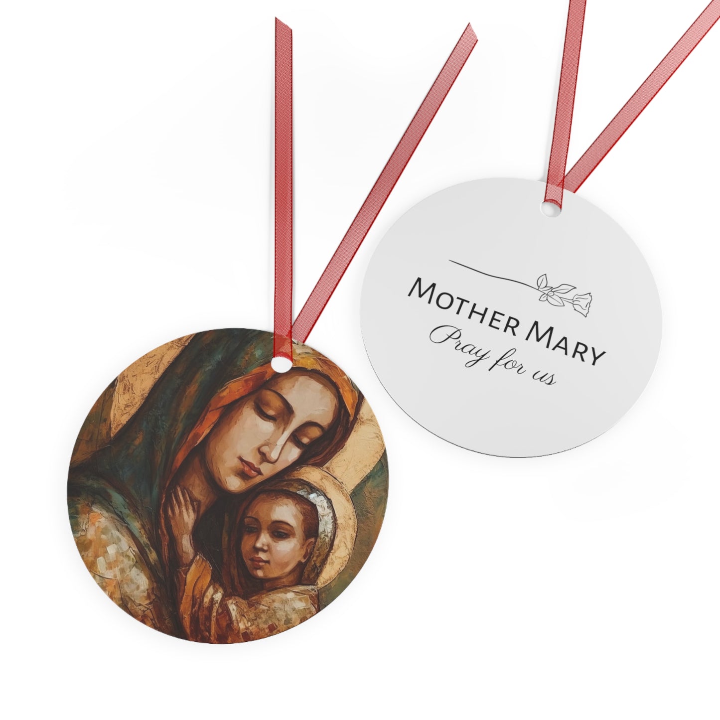 Mother's Blessing - Virgin Mary and the Christ Child - Metal Ornament - Religious Holiday Christmas Ornament - Prayer Keepsake - Catholic