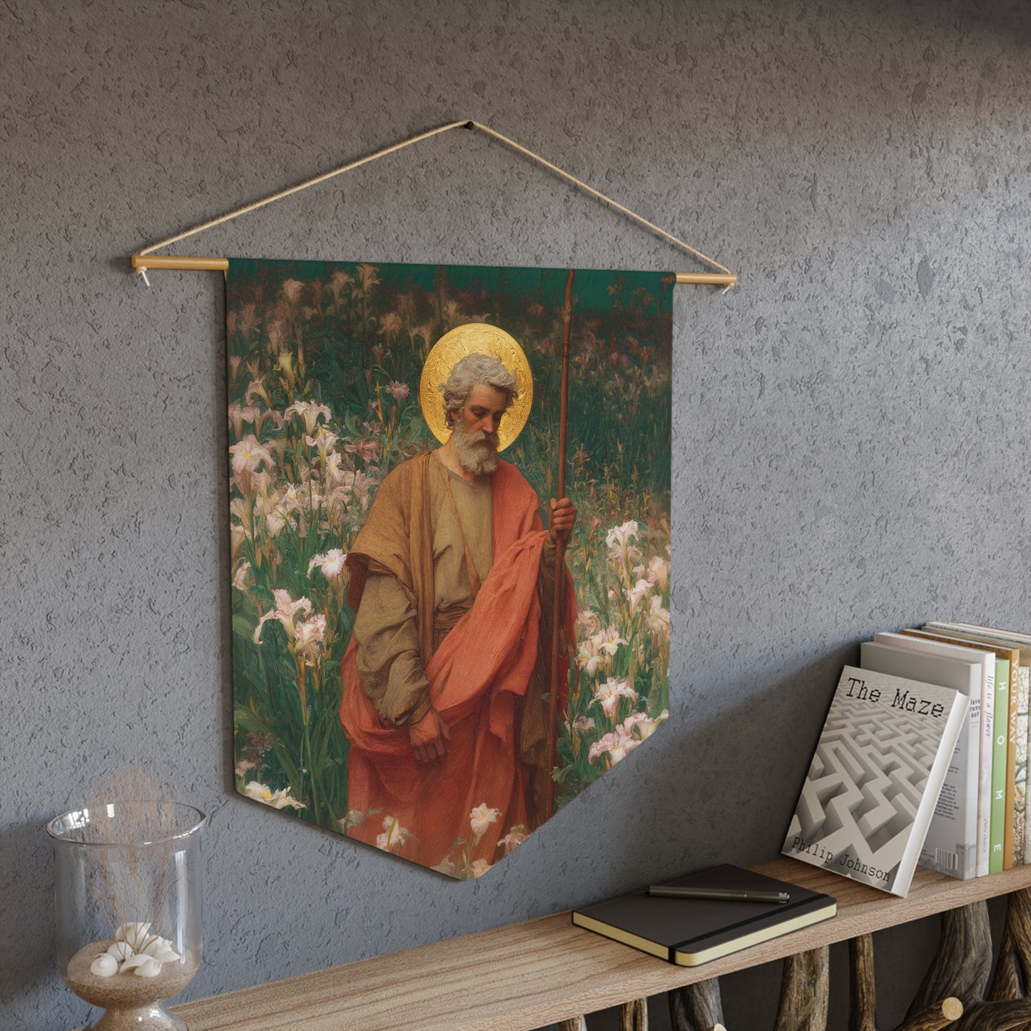 Saint James the Lesser Pennant / Banner / Wall Hanging - Prayer room art - 18" x 21" - Catholic - Large Banner