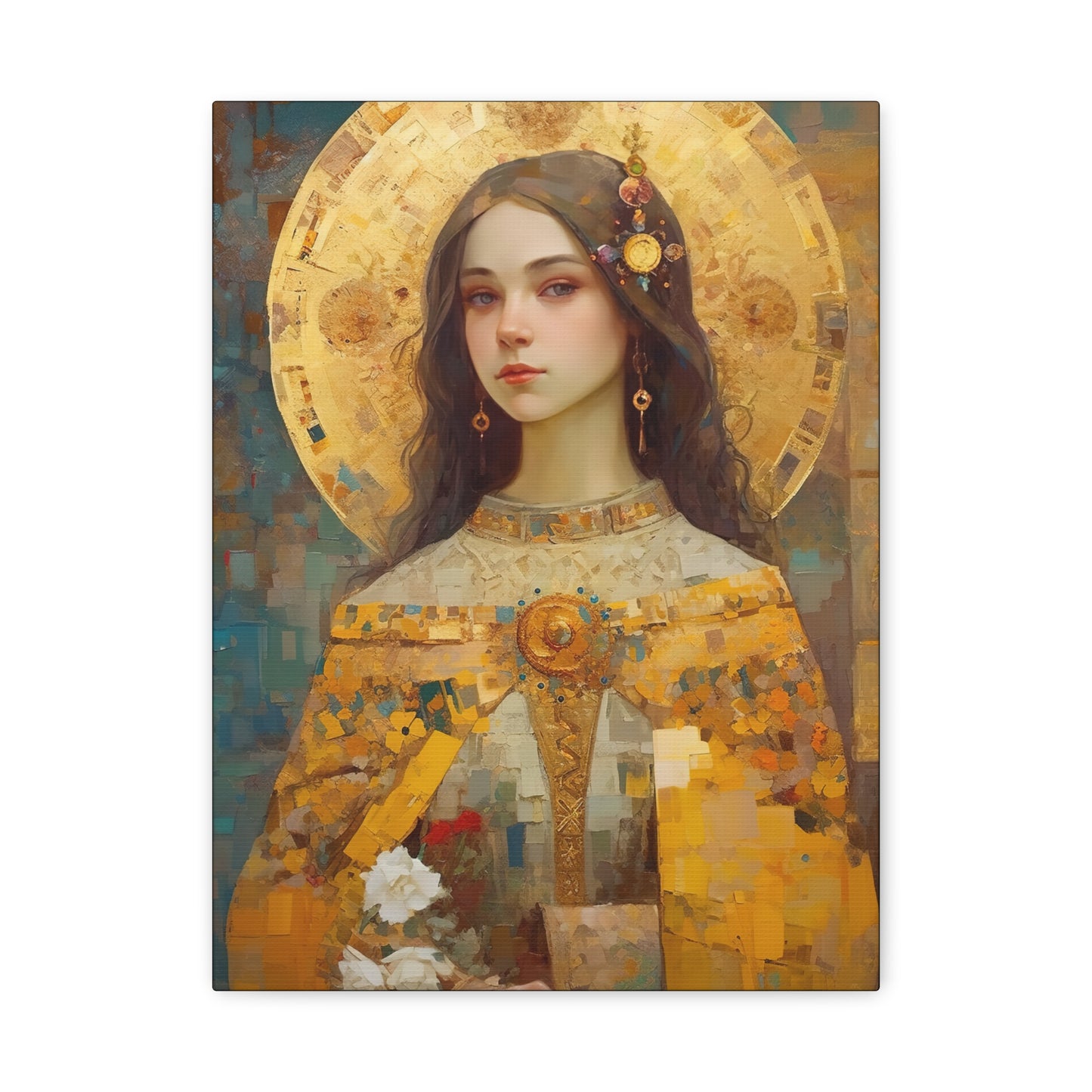 Saint Dymphna - Museum Wrapped Canvas - Sanctified Souls Print - Religious Art for your Home