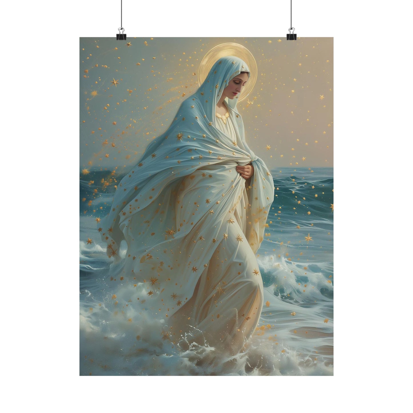 Guiding Light - Our Lady, Star of the Sea Oval Necklace - Sanctified Souls - Multiple Sizes - Premium Matte Posters - Religious Art Poster