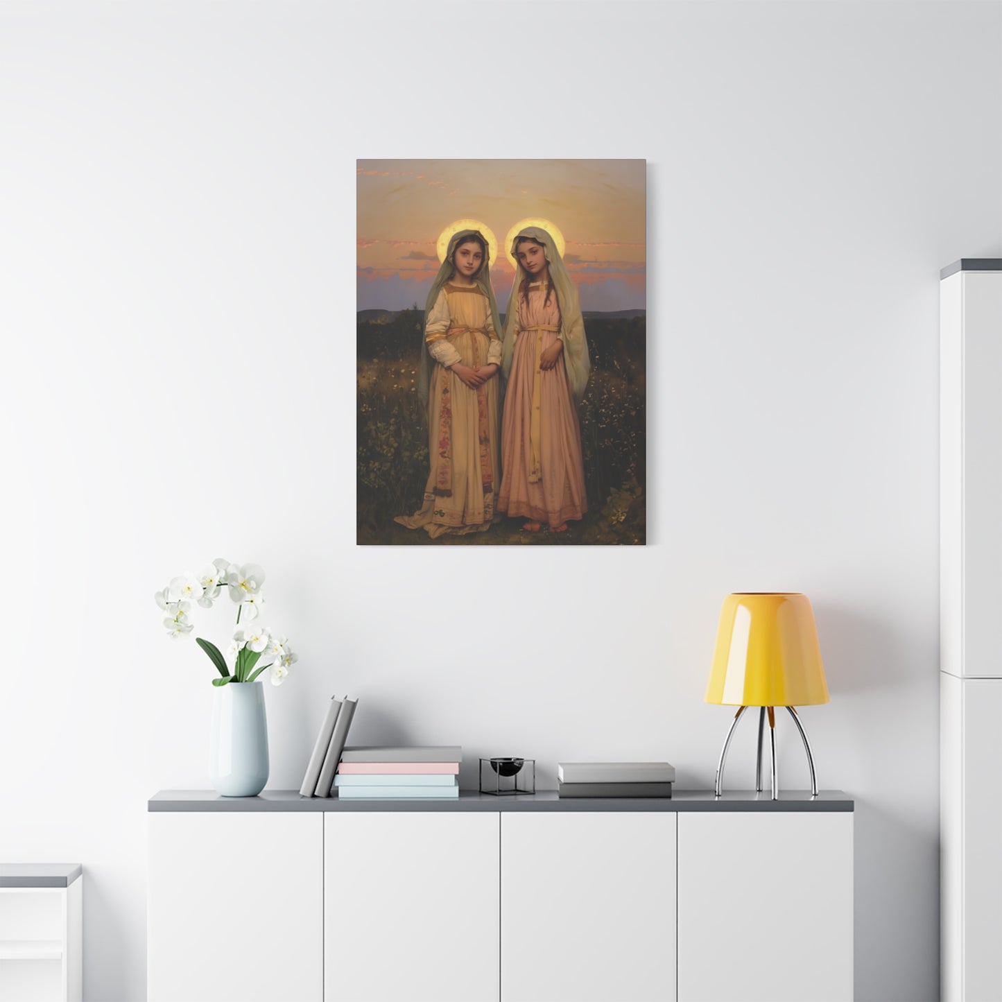 Saints Nunilo and Alodia - Museum Wrapped Canvas - Print - Religious Art for your Home - Christian print - Prayer Room Catholic Saint