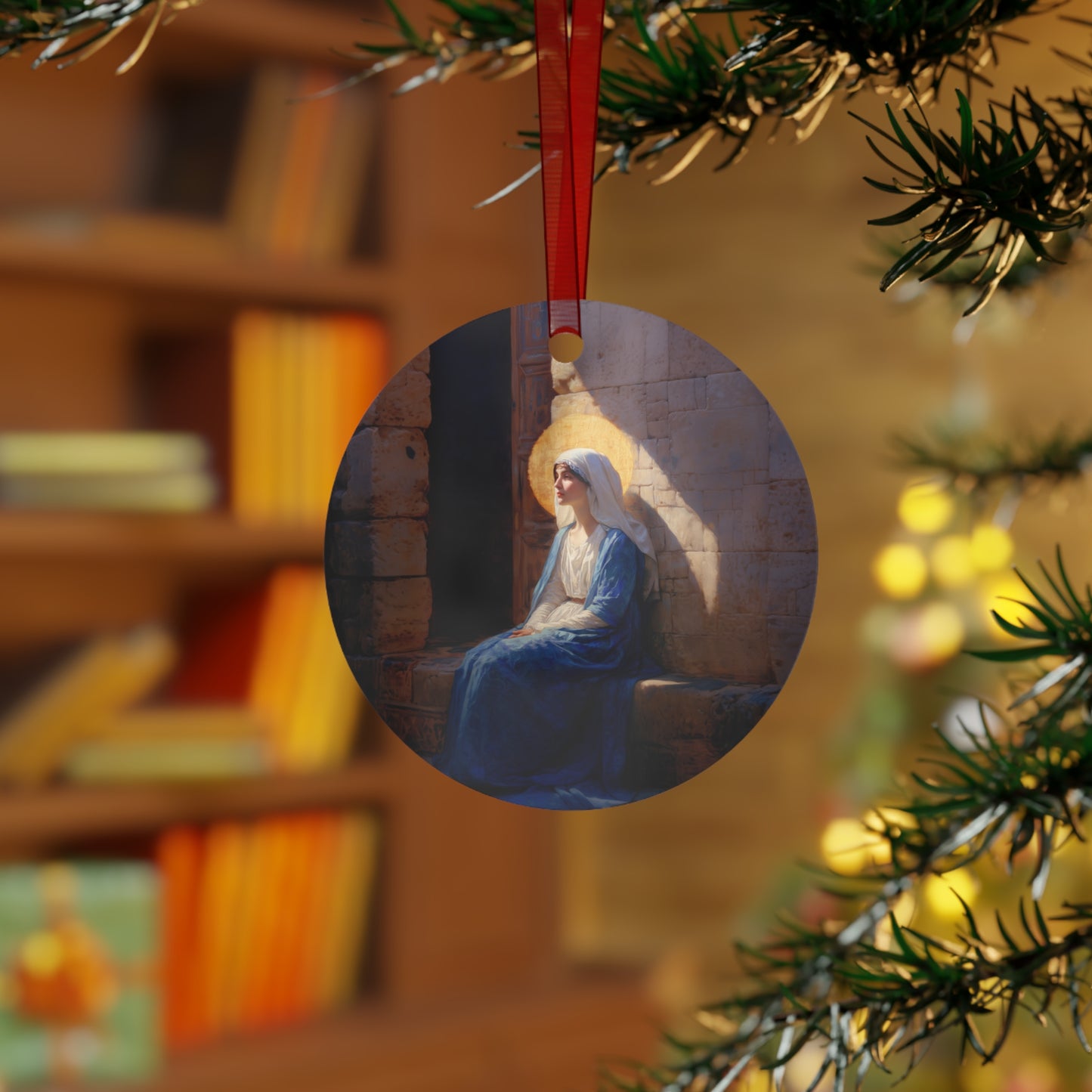 The Quiet Fiat That Split the Darkness, Mary's Yes - Metal Ornament - Religious Holiday Christmas Ornament and Keepsake