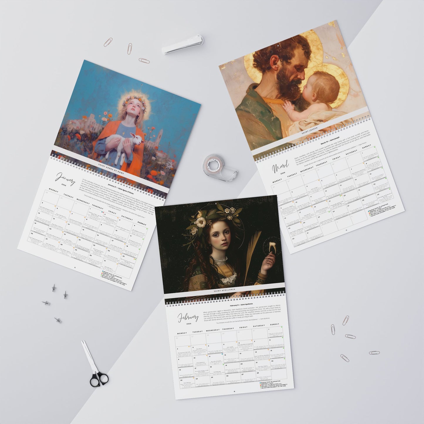 Catholic Liturgical Calendar 2026 - Saints, Solemnities & Marian Feast Days - Sanctified Souls - Christmas Gift - Gift for Catholics