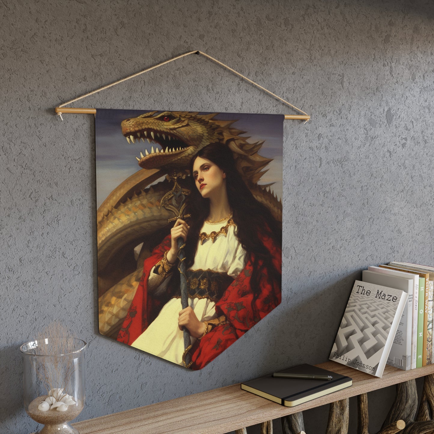 Saint Martha of Bethany Wall Banner / Wall Hanging / Pennant - Religious Art - Prayer room - Catholic Art - Large Print - 18" x 21"