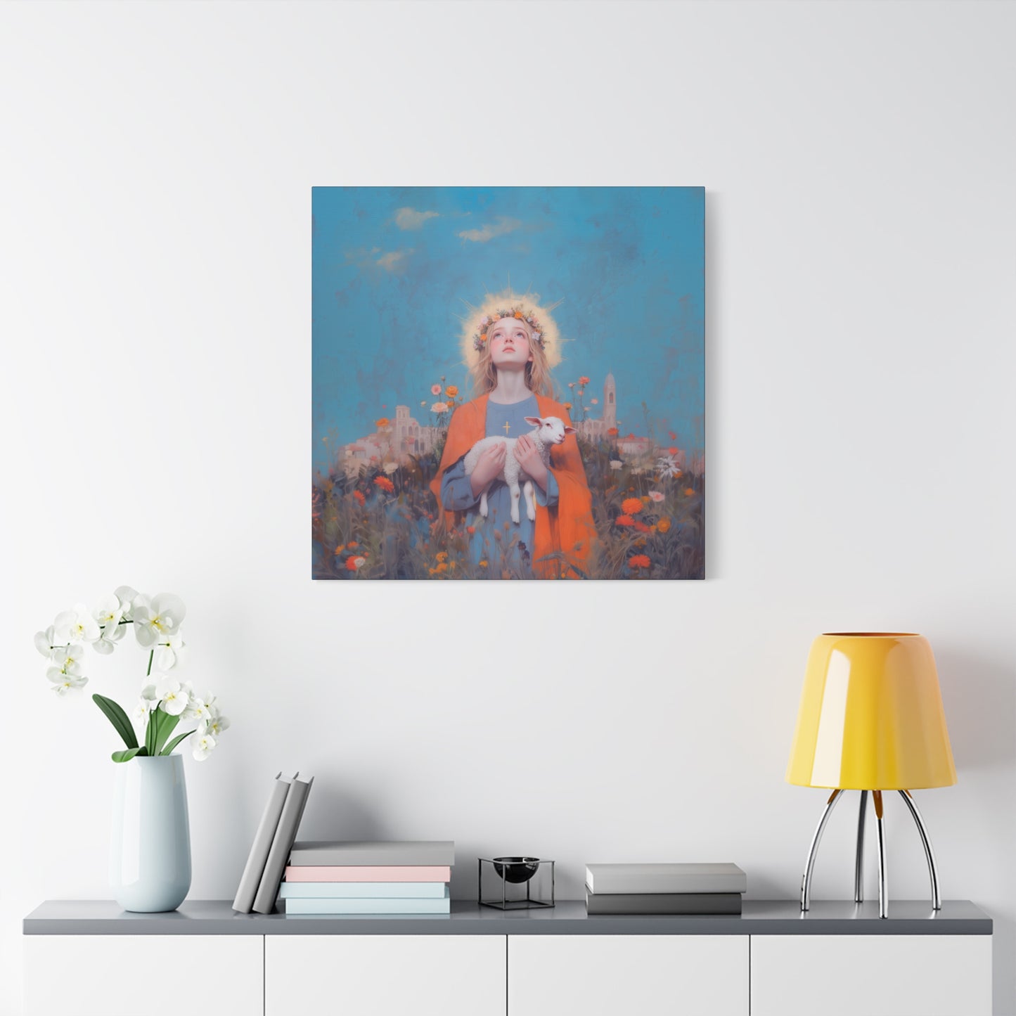 Saint Agnes of Rome - Museum Wrapped Canvas - Sanctified Souls Print - Religious Art for your Home - Catholic Patron Saint Art