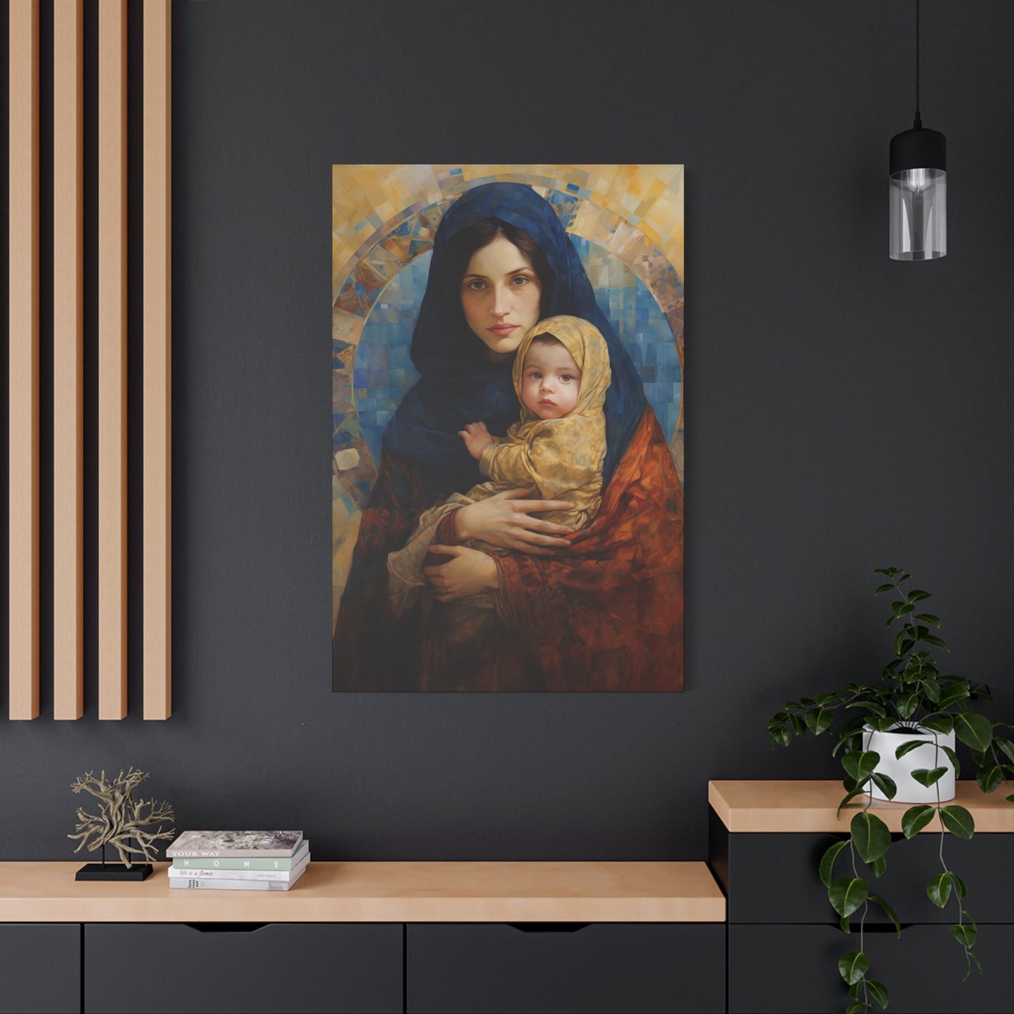 Maternal Seraph - Virgin Mary and Infant Jesus - Museum Wrapped Canvas - Religious Art for your Home - Catholic Art - Mary and Christ Child