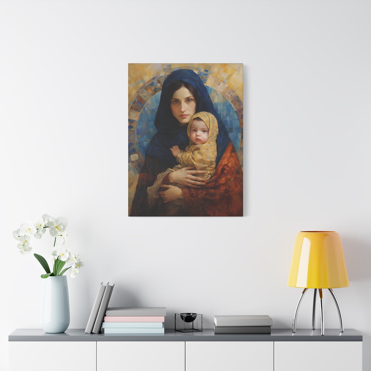 Maternal Seraph - Virgin Mary and Infant Jesus - Museum Wrapped Canvas - Religious Art for your Home - Catholic Art - Mary and Christ Child