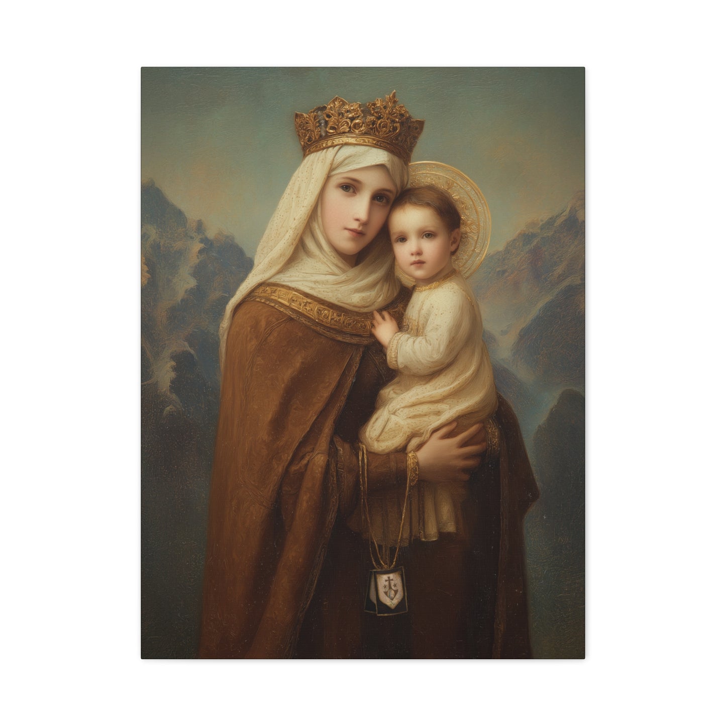 A Cord Between Heaven and Earth - Our Lady of Mount Carmel Wrapped Canvas Print - Multiple Sizes - Catholic Home art Matte Canvas, Stretched