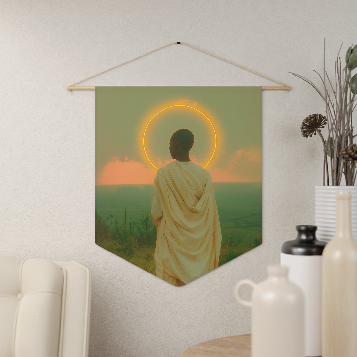Saint Charles Lwanga Pennant / Banner / Wall Hanging - Prayer room art - 18" x 21" - Catholic - Large Banner
