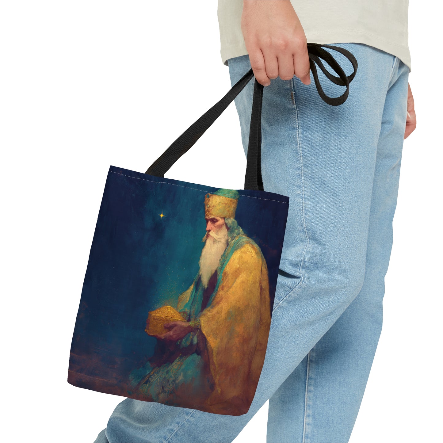 Caspar and the Offering of Worship - 3 Wise Men - Tote Bag - Large Medium Small Faith Art Bag - Re usable Tote Purse - Double Sided