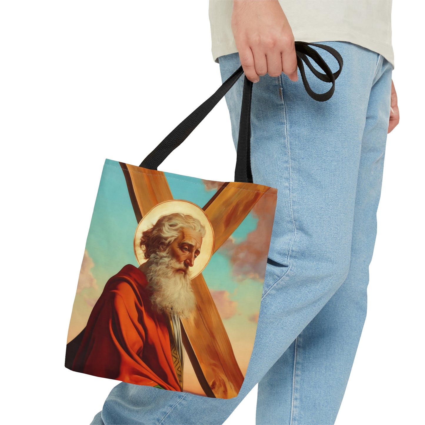 Saint Andrew the Apostle Tote Bag - Large Medium Small Faith Art Bag - Catholic Faith Purse - Religious - Prayer Bag - Devotional