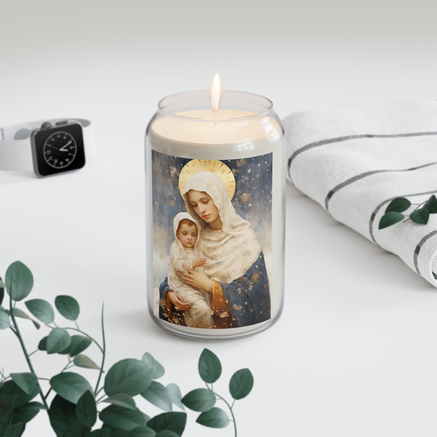 Winter's Grace : Our Lady of the Snows - Scented Prayer Candle, 13.75oz - Tall Size - Religious Prayer Candle - Catholic Art - Religious