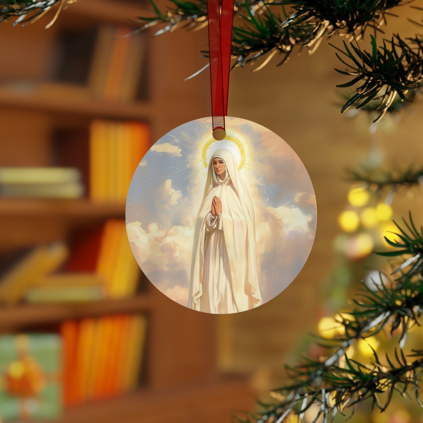 Our Lady of Fátima Metal Ornament - Religious Holiday Christmas Ornament and Keepsake - Catholic Religious Keepsake