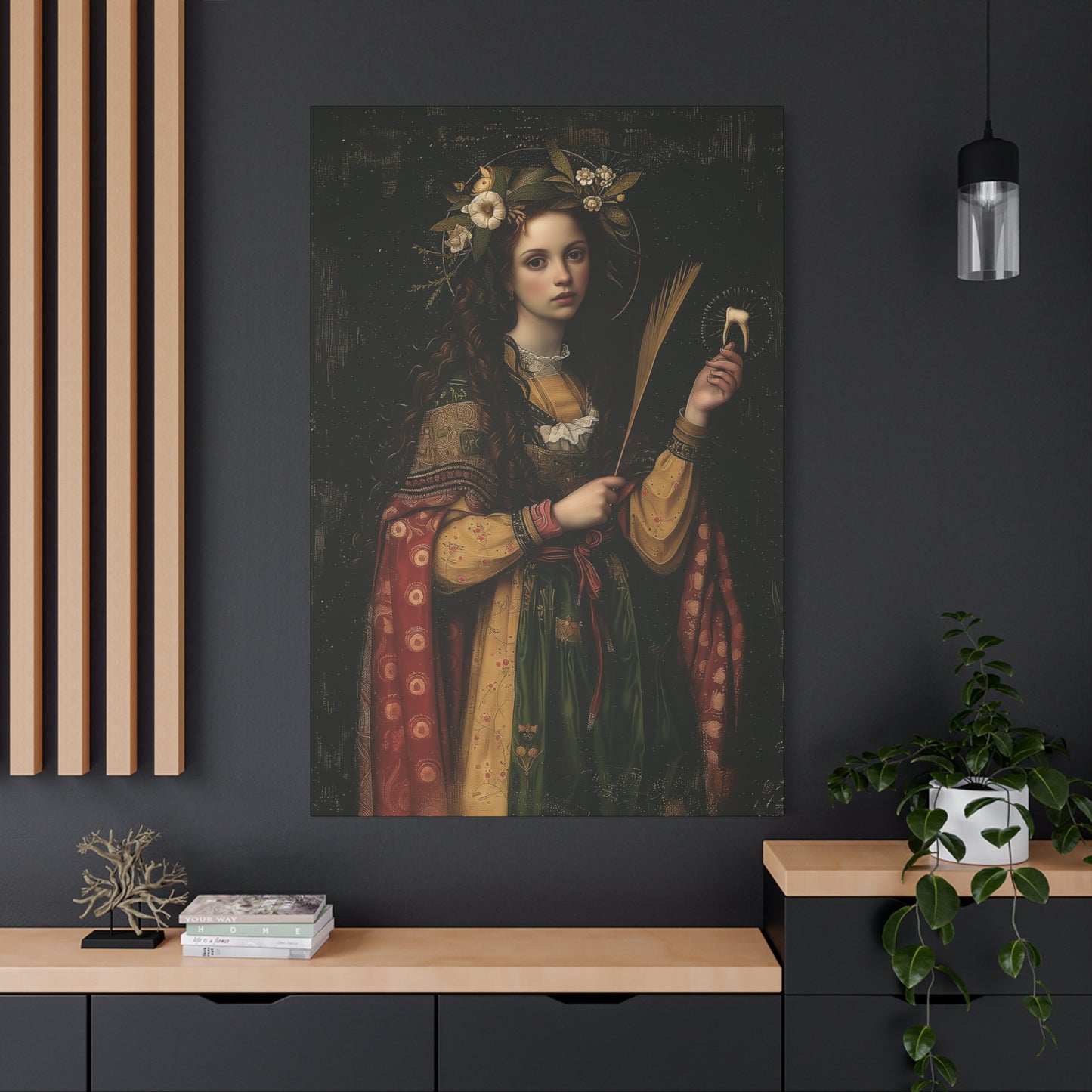 Saint Apollonia - Museum Wrapped Canvas - Print - Religious Art for your Home - Catholic art print - prayer room art
