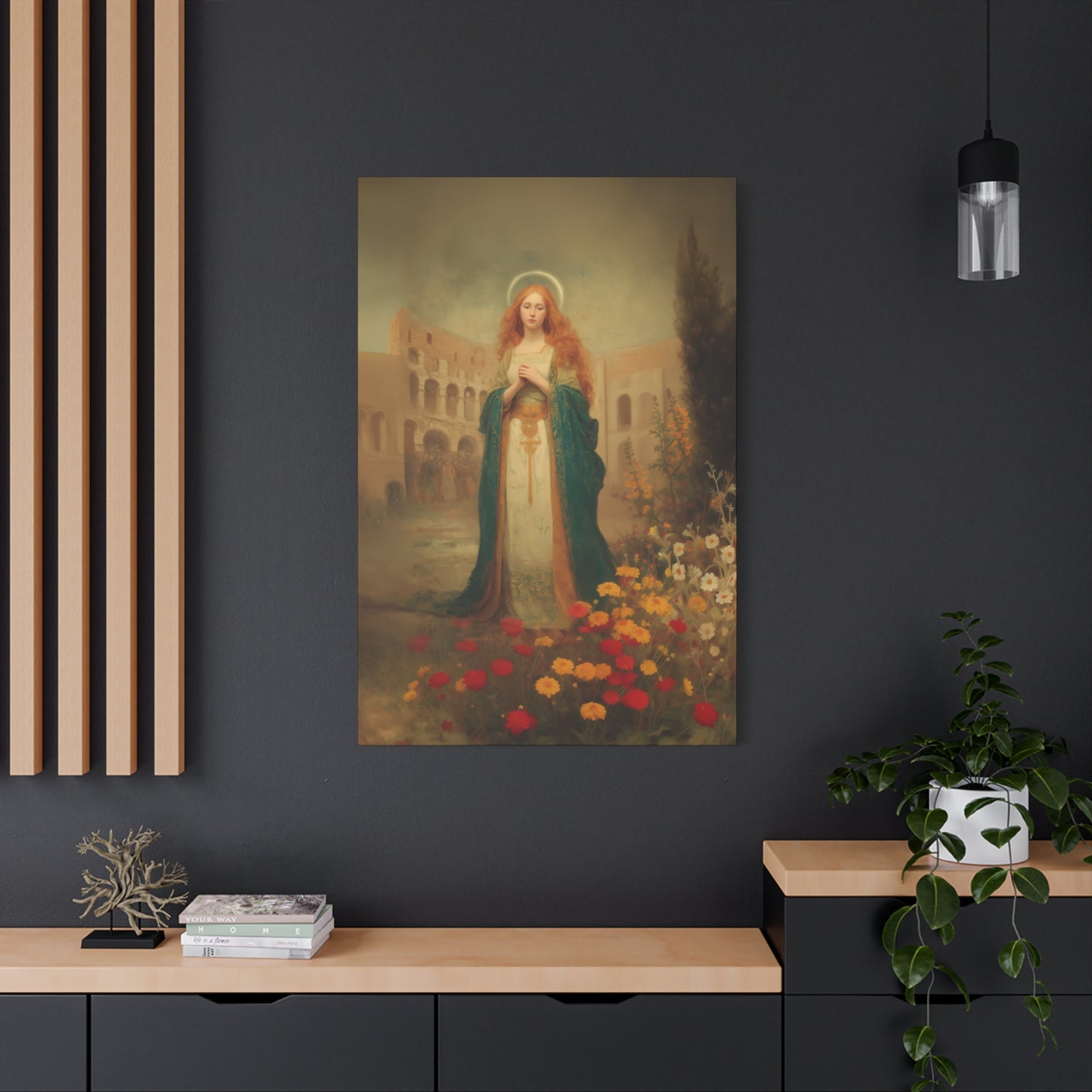 Saint Justina - Multiple Sizes - Catholic Home art - Museum Wrapped Canvas - Sanctified Souls Print - Catholic Martyr Art