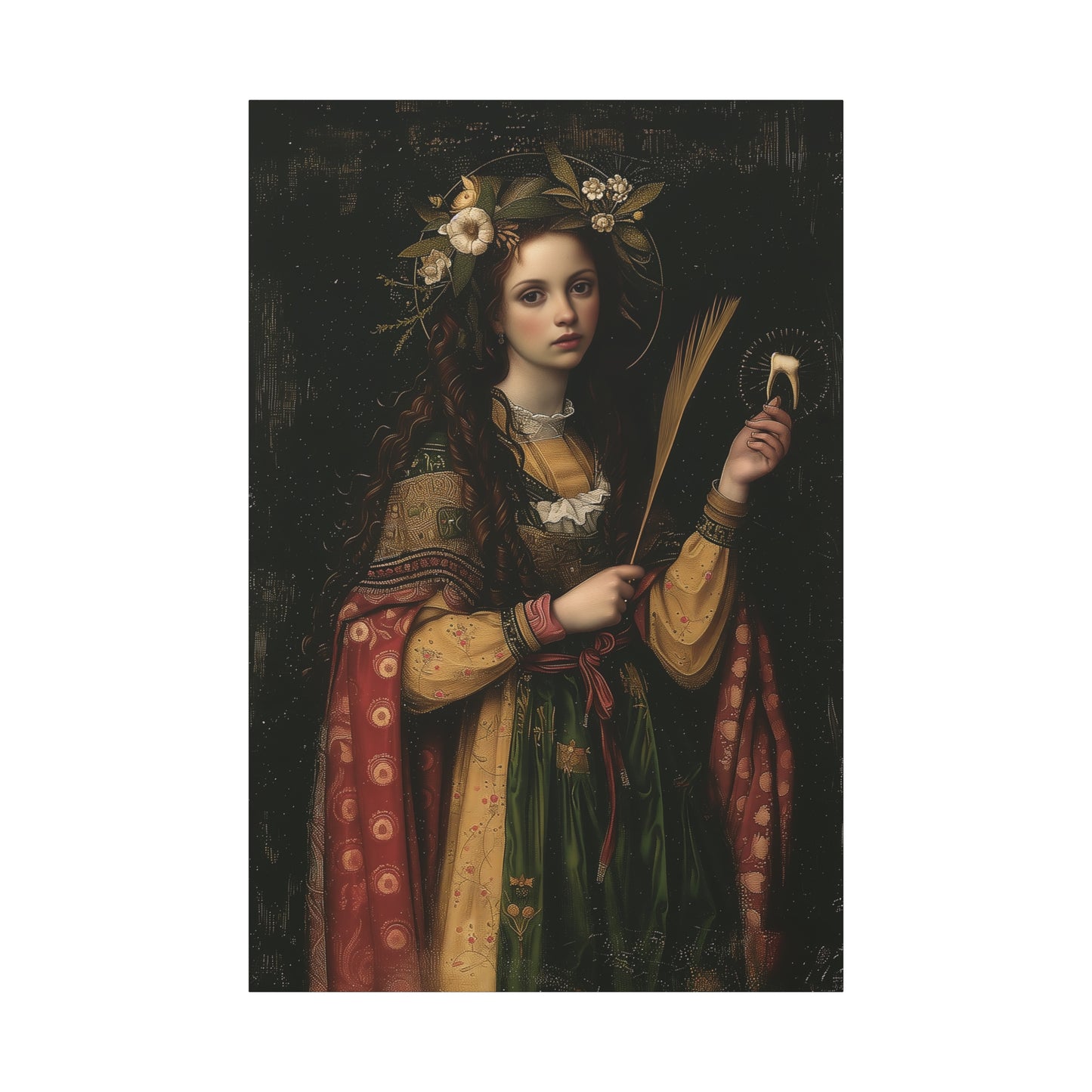 Saint Apollonia - Museum Wrapped Canvas - Print - Religious Art for your Home - Catholic art print - prayer room art