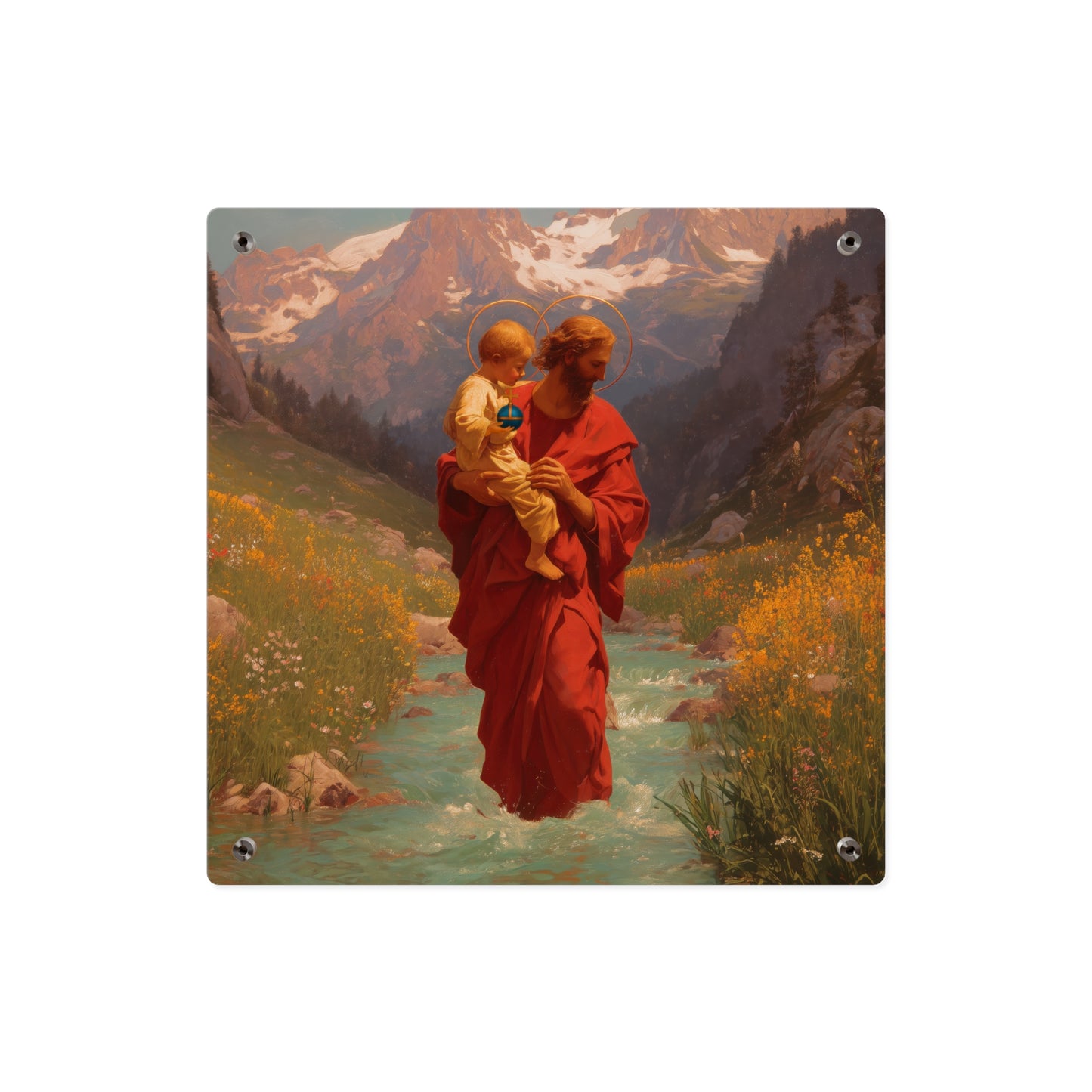 Saint Christopher Wall Art Panel - Ready to Hang Acrylic Print - Catholic Saint Art - Patron Saint Print - No Frame needed