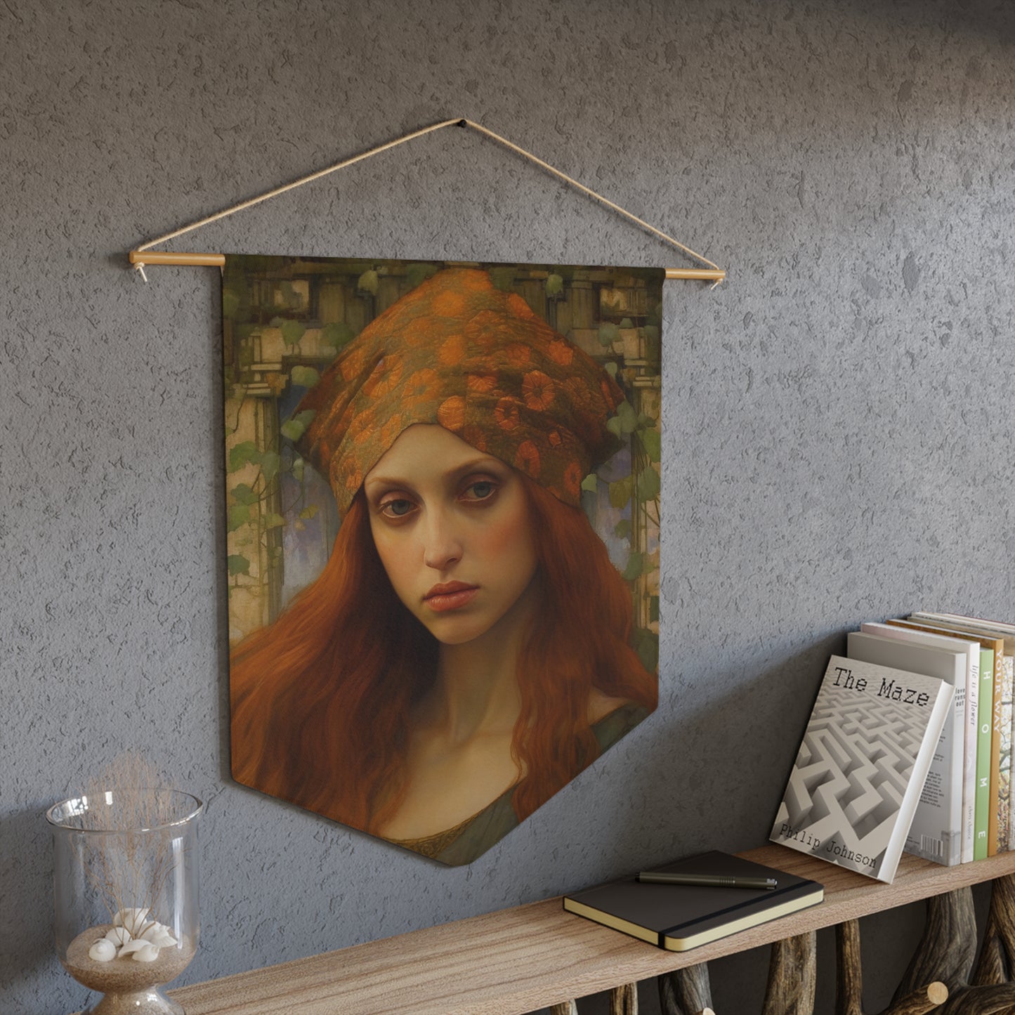 Gaze of Devotion : Mary Magdalene Wall Banner / Wall Hanging - Our Lady of Guadalupe - Catholic Home - Saint Art for your home - 18" x 21"