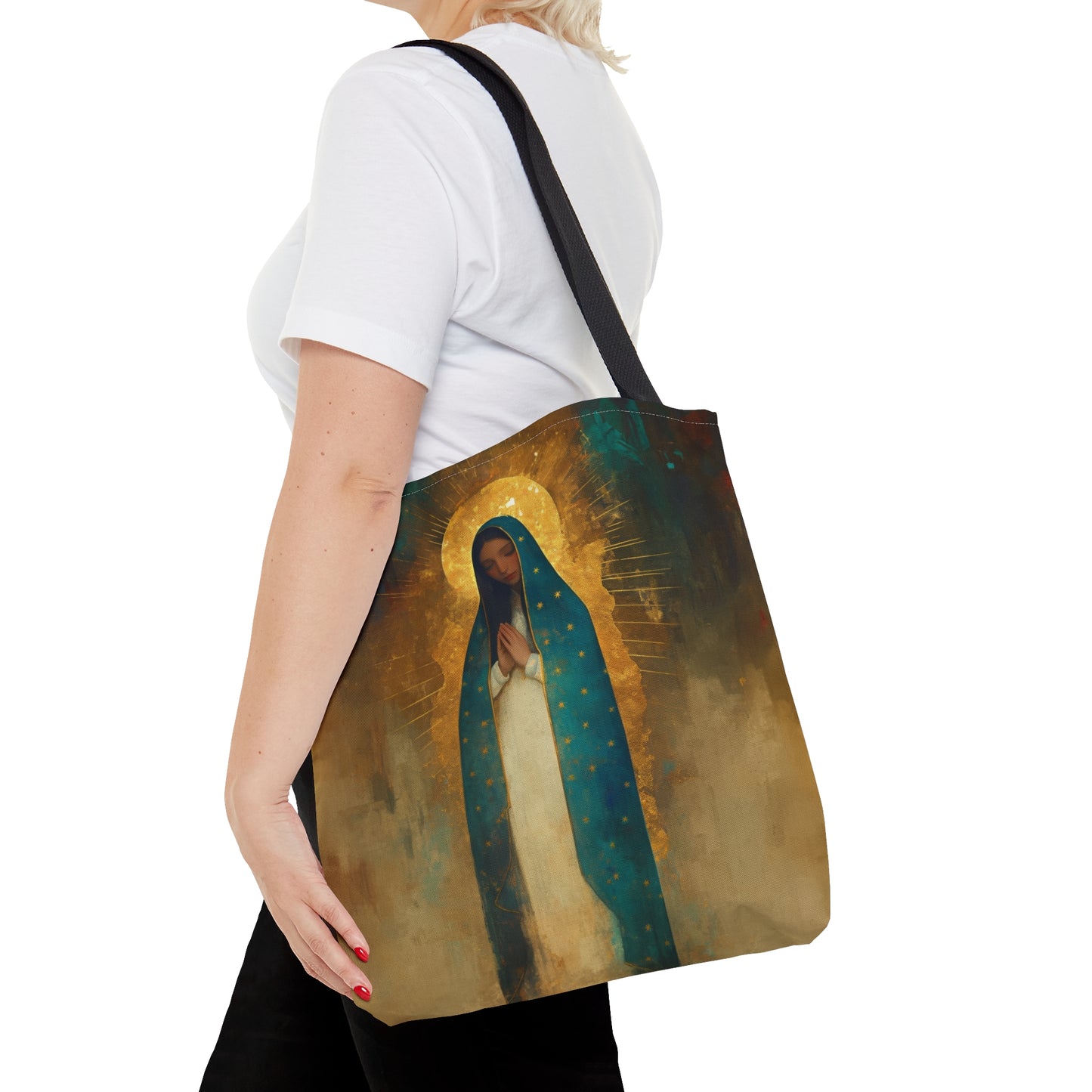 Flower of the new World - Our Lady of Guadalupe Tote Bag - Large Medium Small Faith Art Bag - Catholic Faith Purse - Double Sided