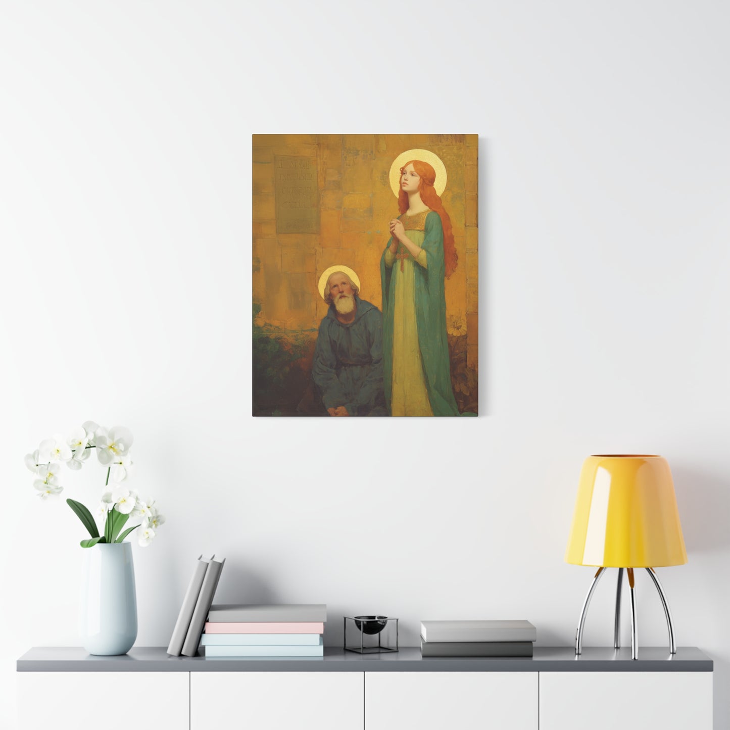 Saints Justina and Cyprian - Multiple Sizes - Catholic Home art - Museum Wrapped Canvas - Sanctified Souls Print - Catholic Martyr Art