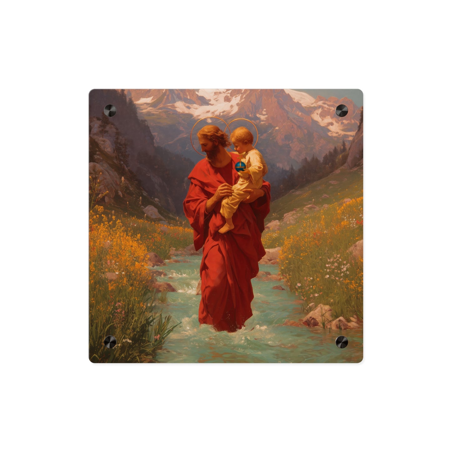 Saint Christopher Wall Art Panel - Ready to Hang Acrylic Print - Catholic Saint Art - Patron Saint Print - No Frame needed