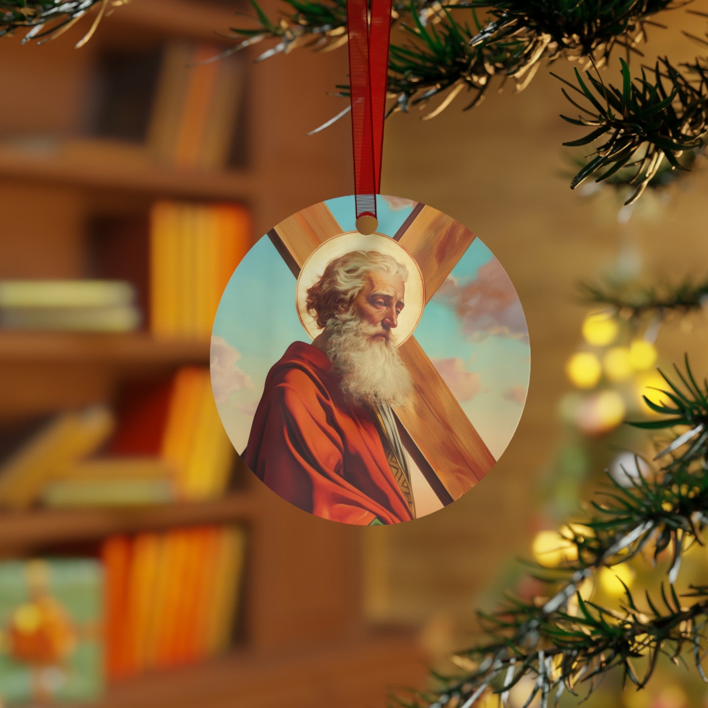 Saint Andrew the Apostle Metal Ornament - Religious Holiday Christmas Keepsake - Religious Catholic Tree Ornament - Christmas Gift