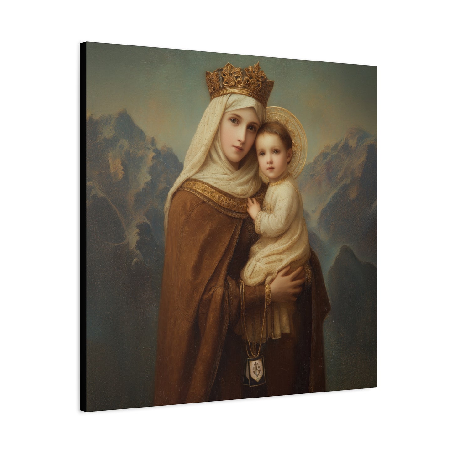 A Cord Between Heaven and Earth - Our Lady of Mount Carmel Wrapped Canvas Print - Multiple Sizes - Catholic Home art Matte Canvas, Stretched