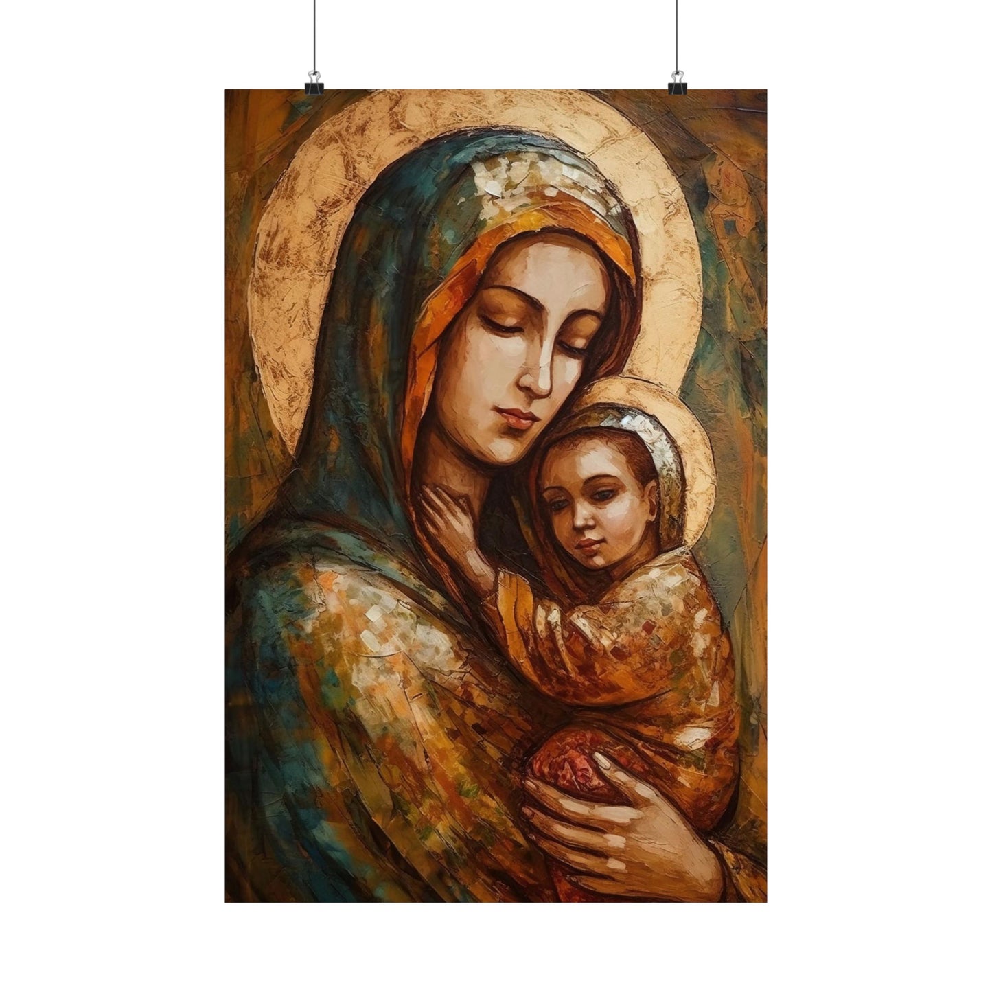 Mother's Blessing - Virgin Mary and the Christ Child - Multiple Sizes - Premium Matte Vertical Posters - Christ Child and Mother Mary