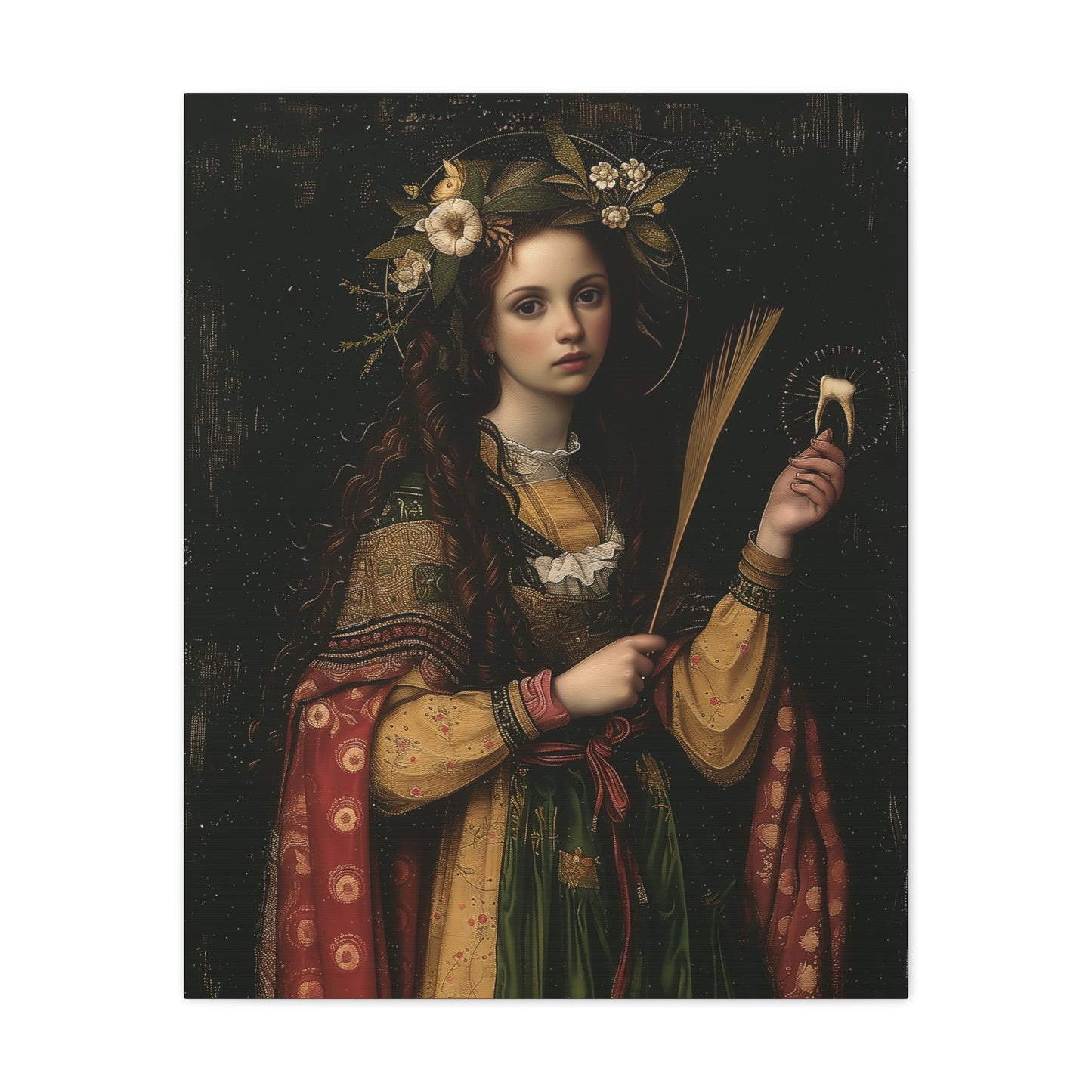 Saint Apollonia - Museum Wrapped Canvas - Print - Religious Art for your Home - Catholic art print - prayer room art