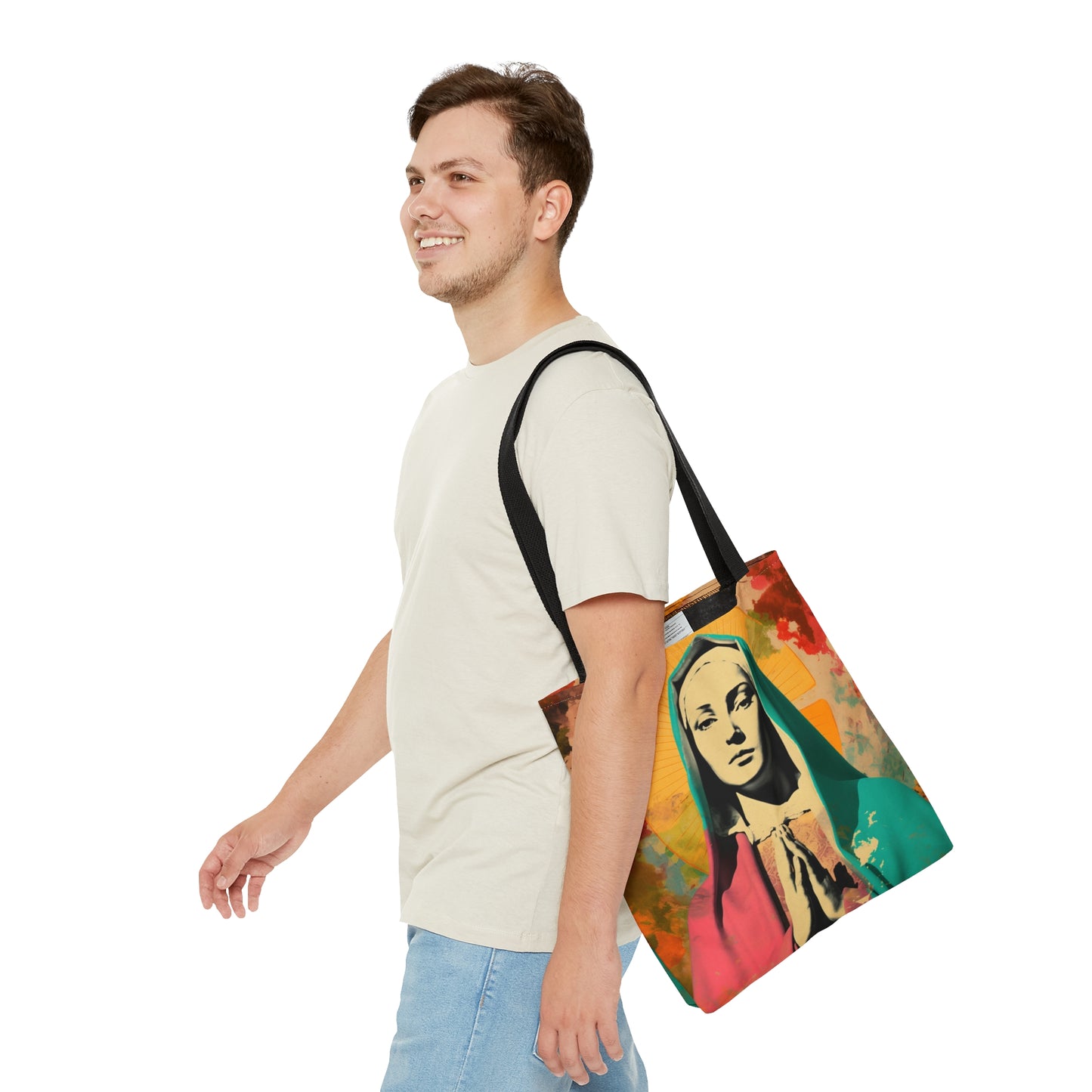 Mary Mother of God Tote Bag - Catholic faith inspired carry-all purse - day to day bag - Mary the Blessed Virgin - Double Sided