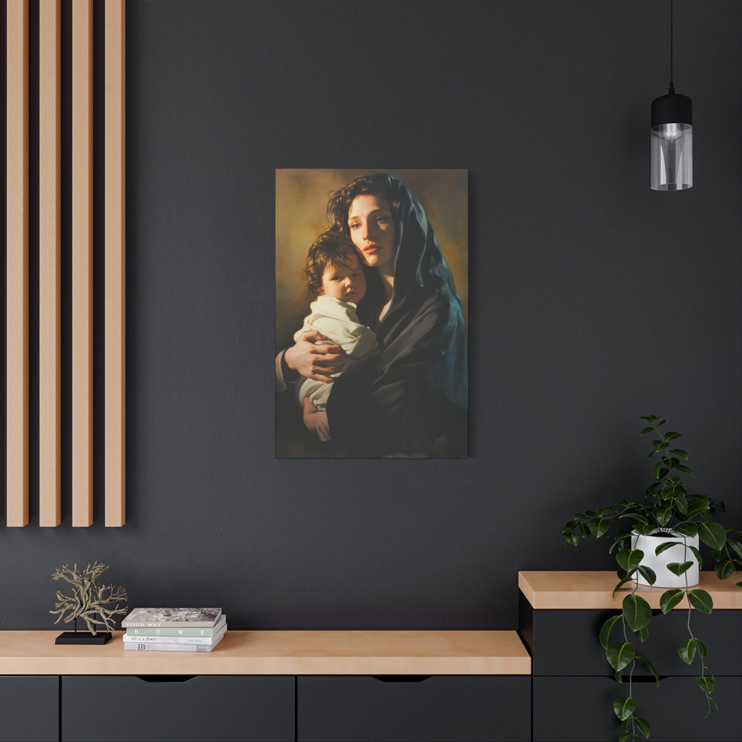 A mother's Gentle Embrace - Mary and The Christ Child - Museum Wrapped Canvas - Print - Religious Art for your Home - Catholic Saint Art