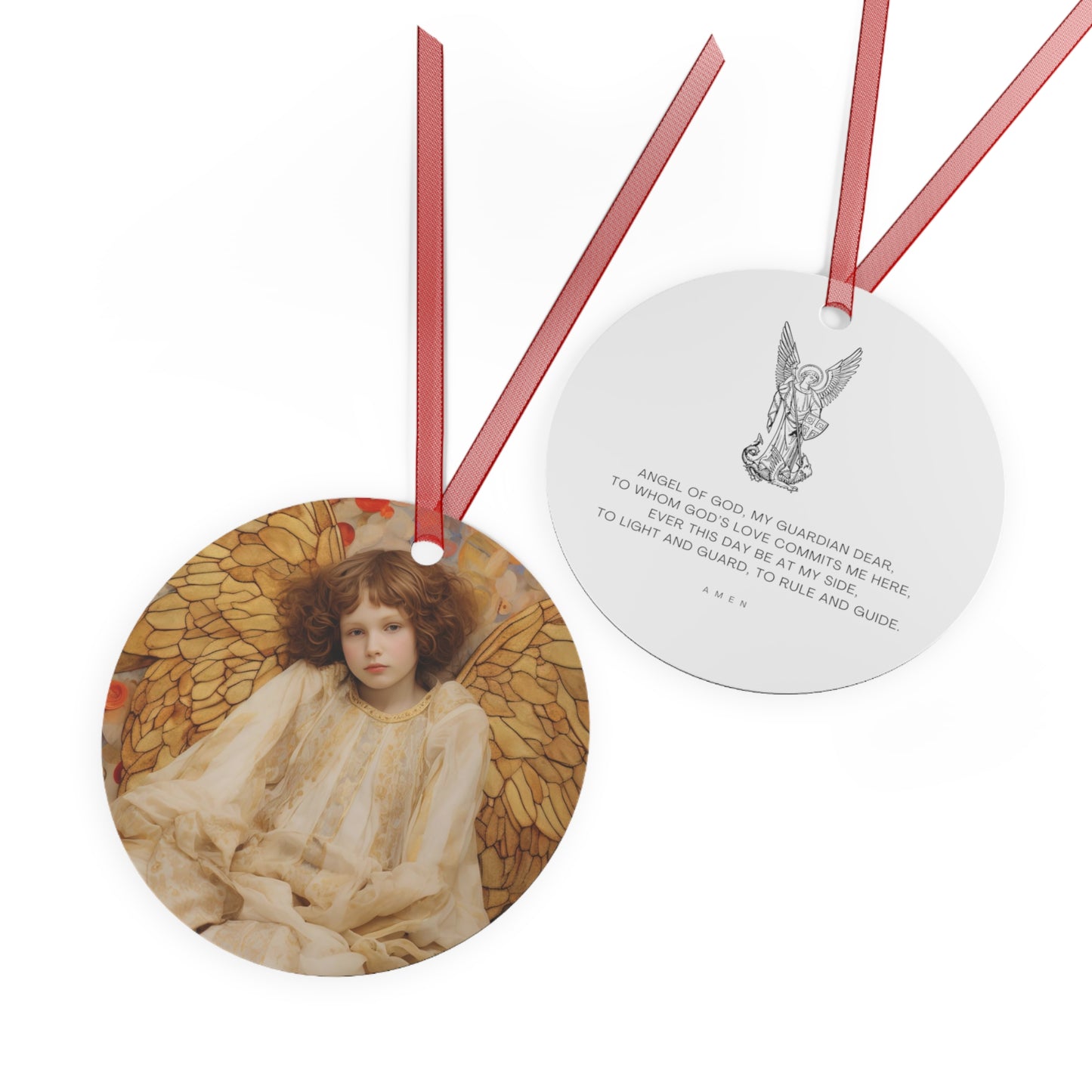 Guiding Light Metal Ornament - Religious Holiday Christmas Ornament and Keepsake - Double sided - Prayer Ornament - Guardian Angel