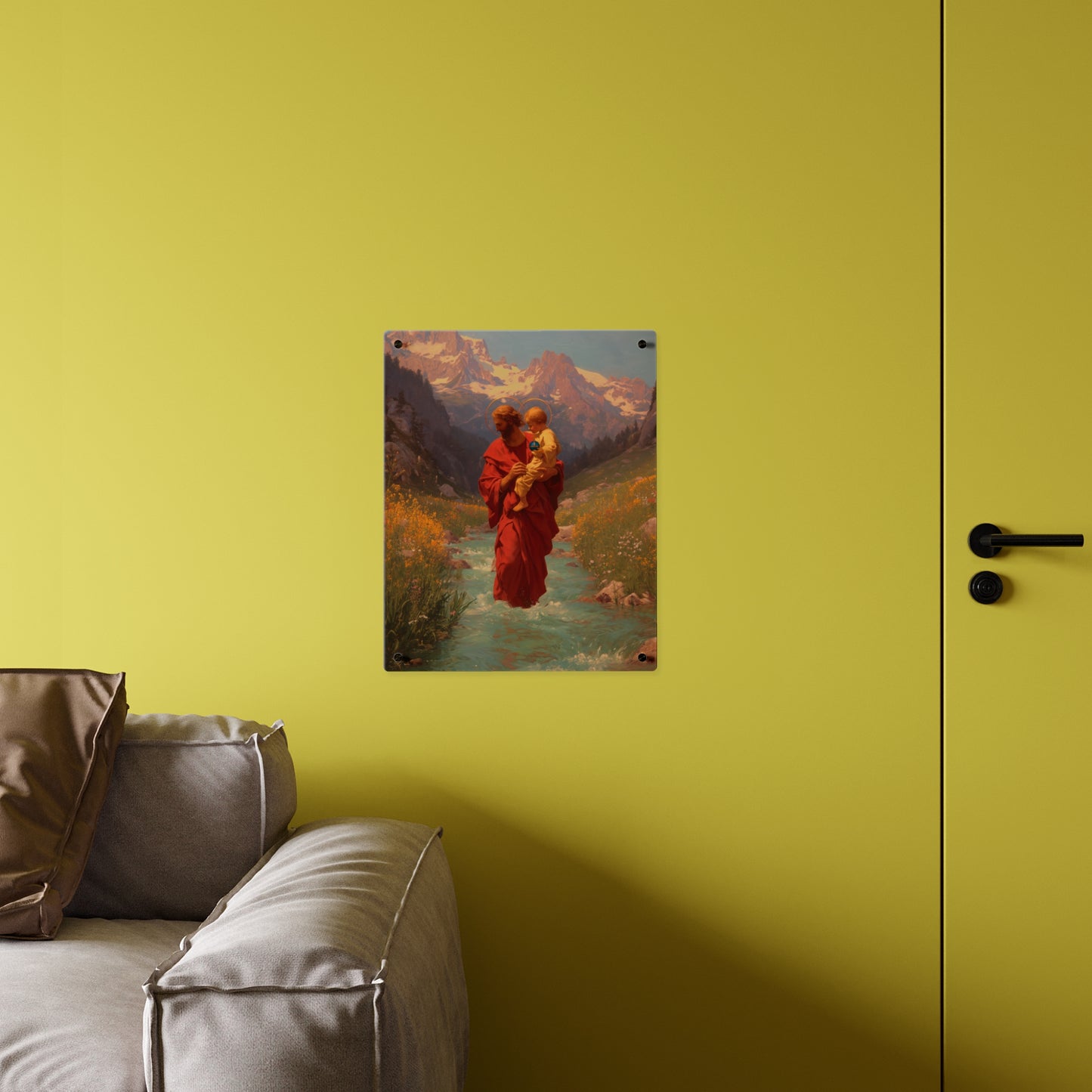 Saint Christopher Wall Art Panel - Ready to Hang Acrylic Print - Catholic Saint Art - Patron Saint Print - No Frame needed