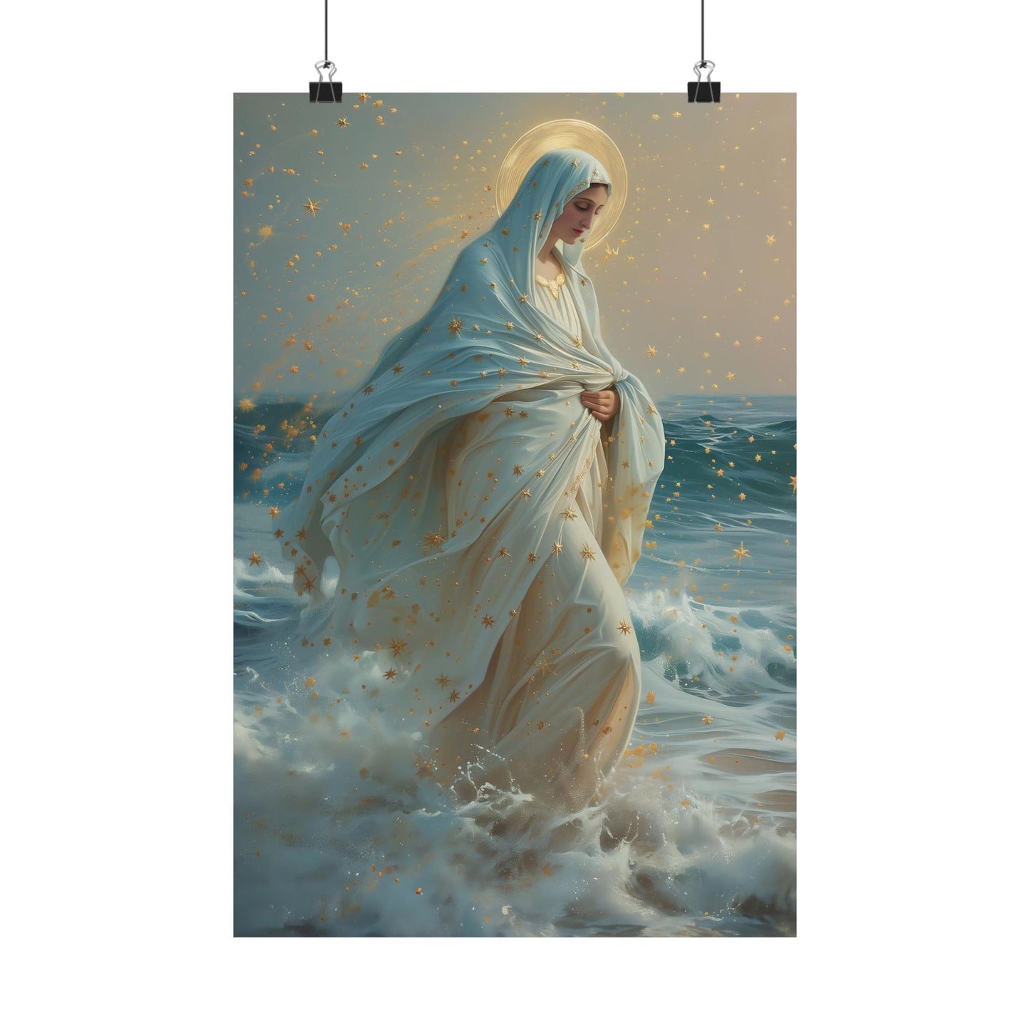 Guiding Light - Our Lady, Star of the Sea Oval Necklace - Sanctified Souls - Multiple Sizes - Premium Matte Posters - Religious Art Poster