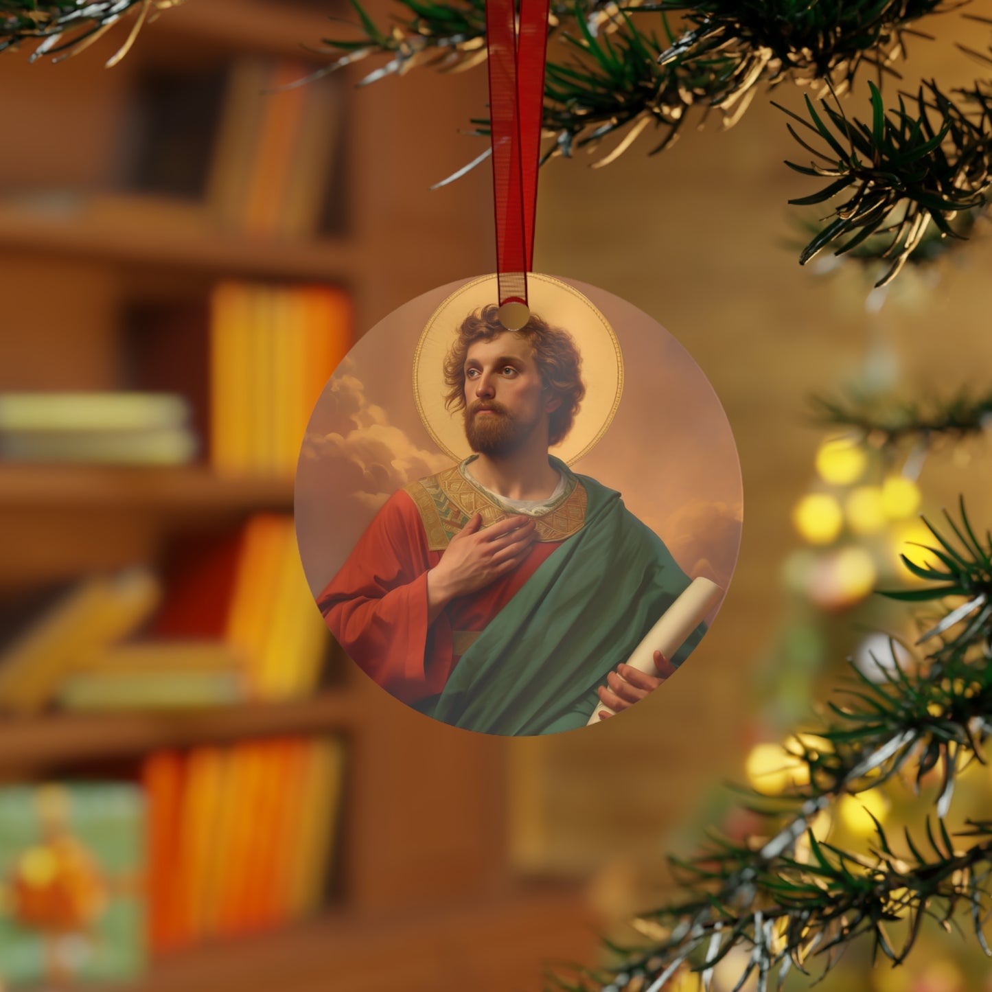 Saint Timothy Metal Ornament - Religious Holiday Christmas Ornament and Keepsake - Double sided