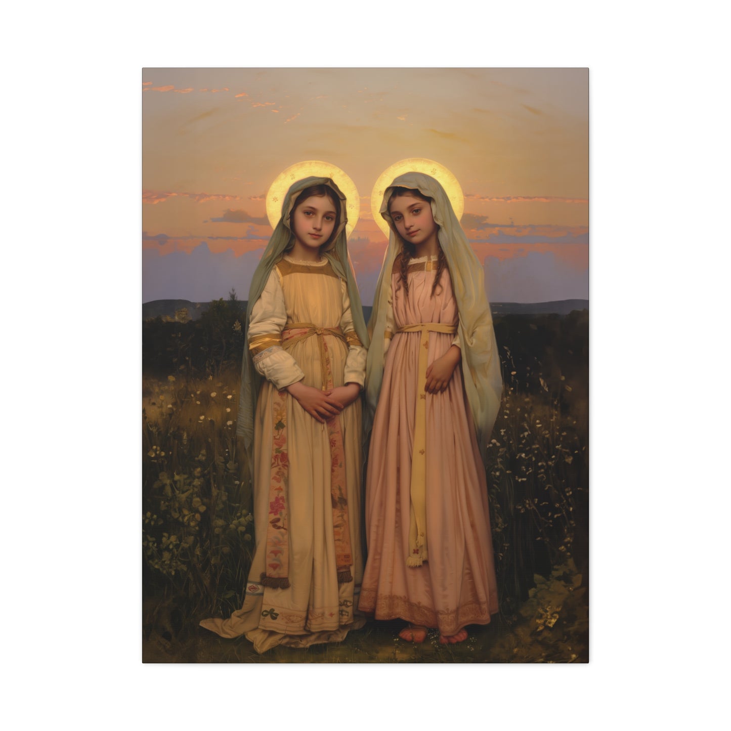 Saints Nunilo and Alodia - Museum Wrapped Canvas - Print - Religious Art for your Home - Christian print - Prayer Room Catholic Saint